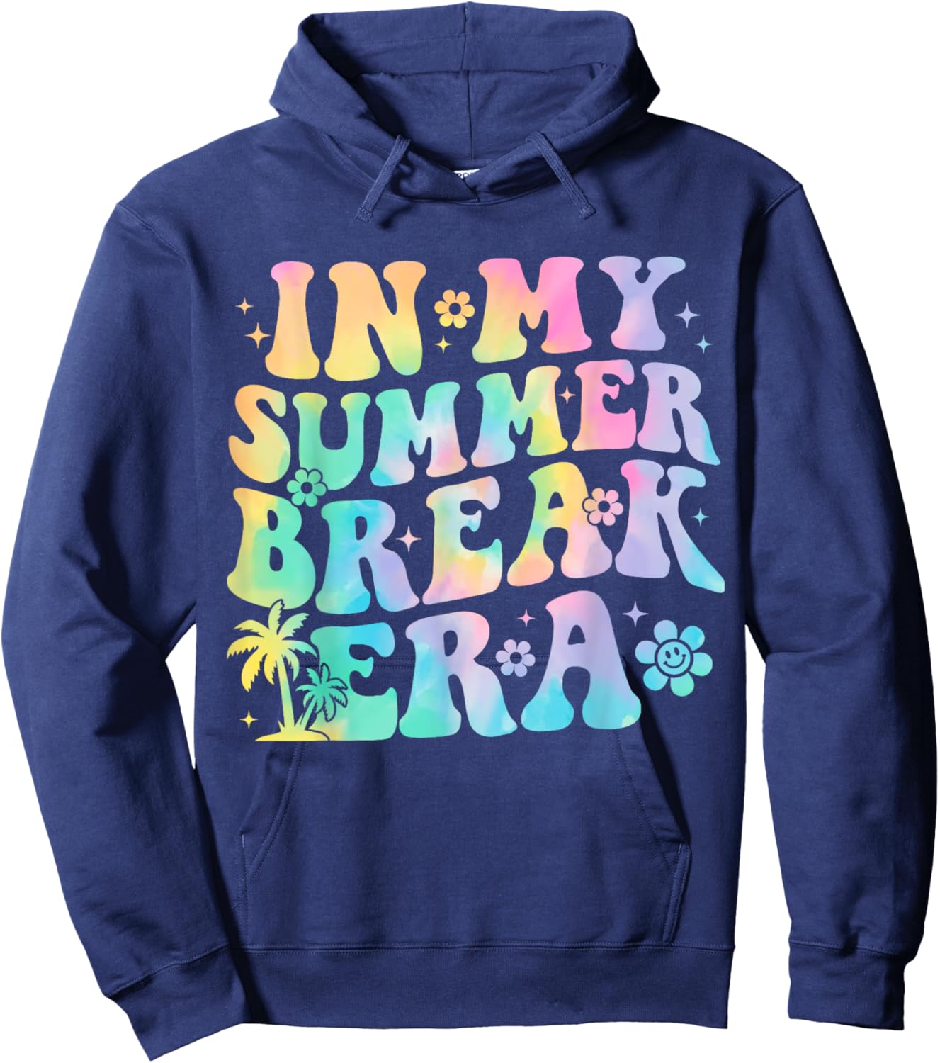 In My Summer Break Era Teacher Summer Break Vacation Groovy Hoodie - Hoodie | Navy
