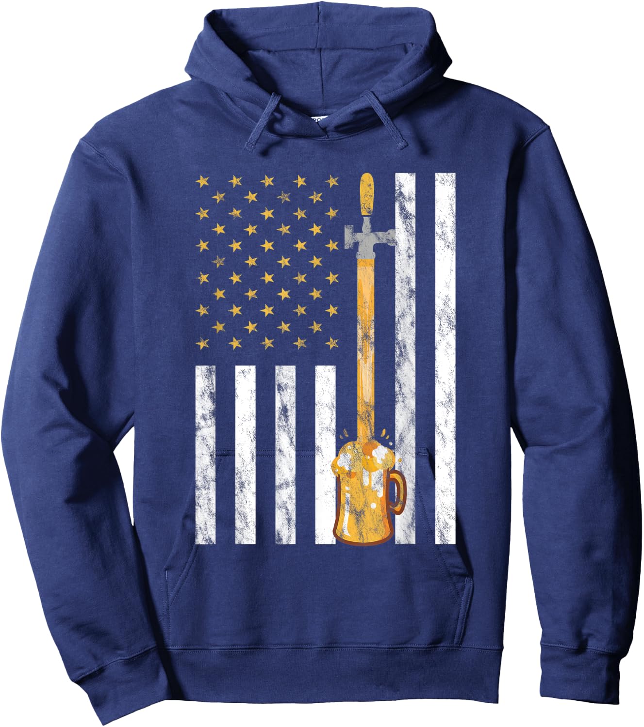 Craft Beer American Flag - USA 4th July Brewery Men Hoodie - Hoodie | Navy