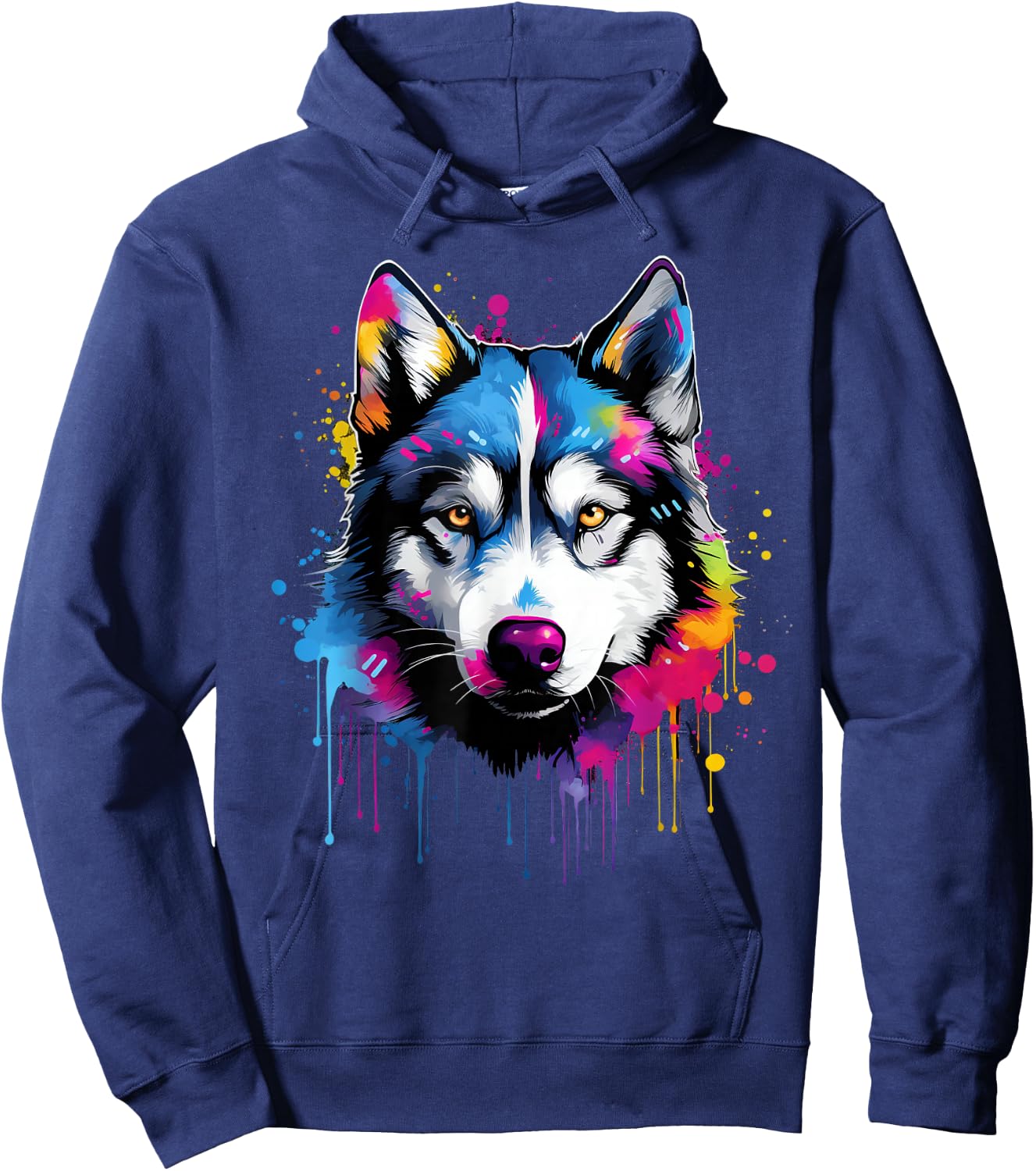 Colorful Siberian Husky Dog Hoodie - Hoodie | Navy
