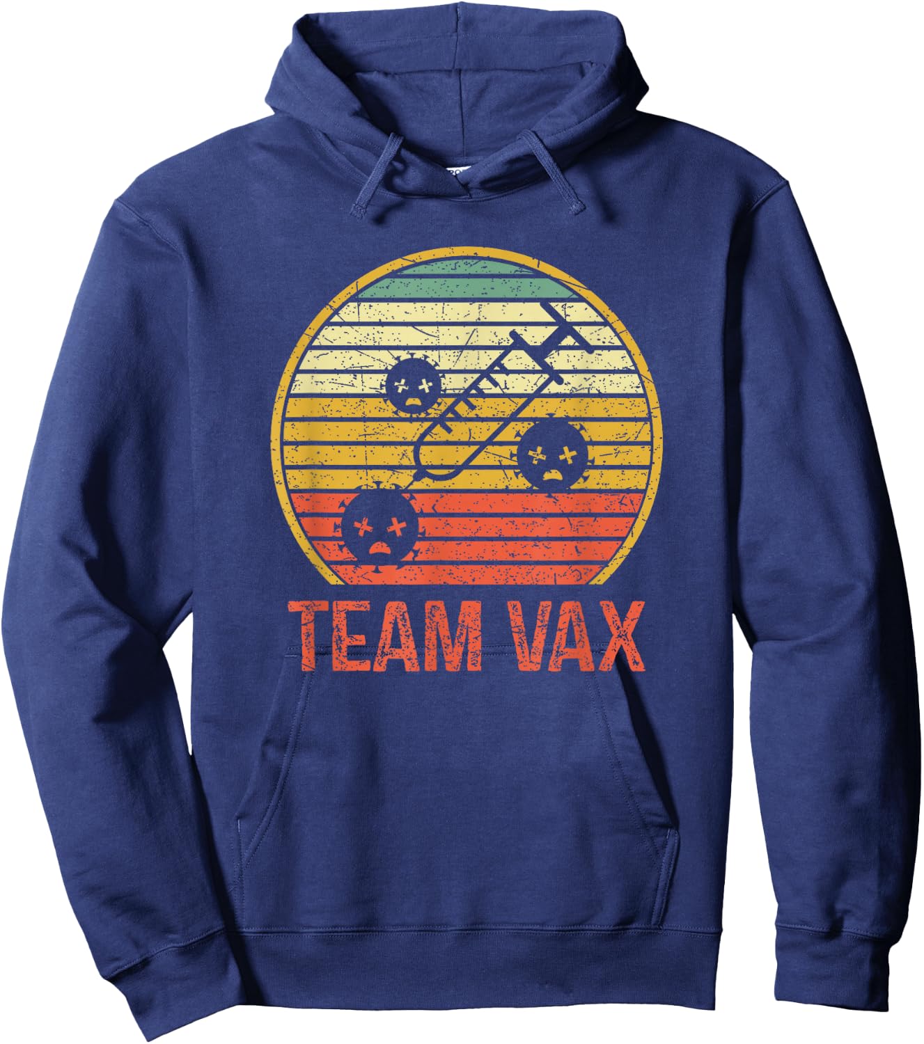 Team Vax Vaccination Retro Vintage Pro Vaccine Hoodie - Hoodie | Navy