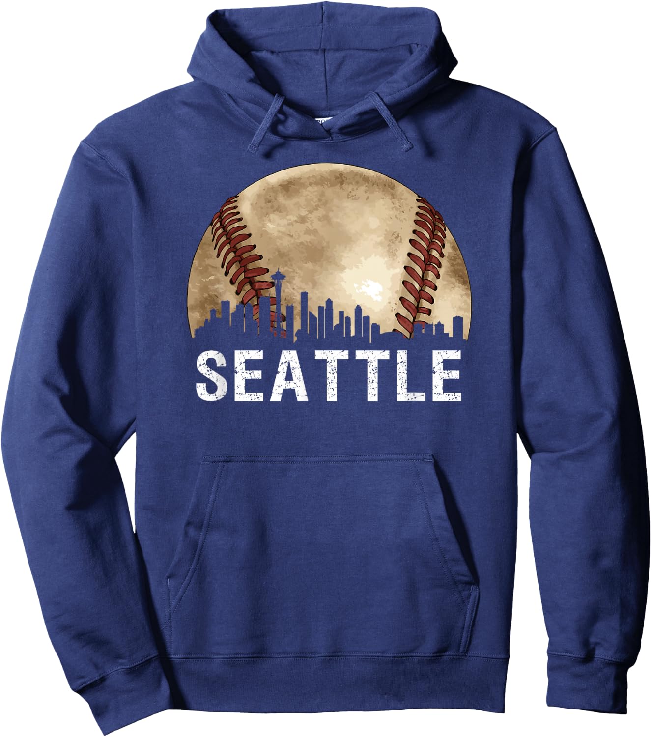 Seattle Skyline City Vintage Baseball Lover Hoodie - Hoodie | Navy