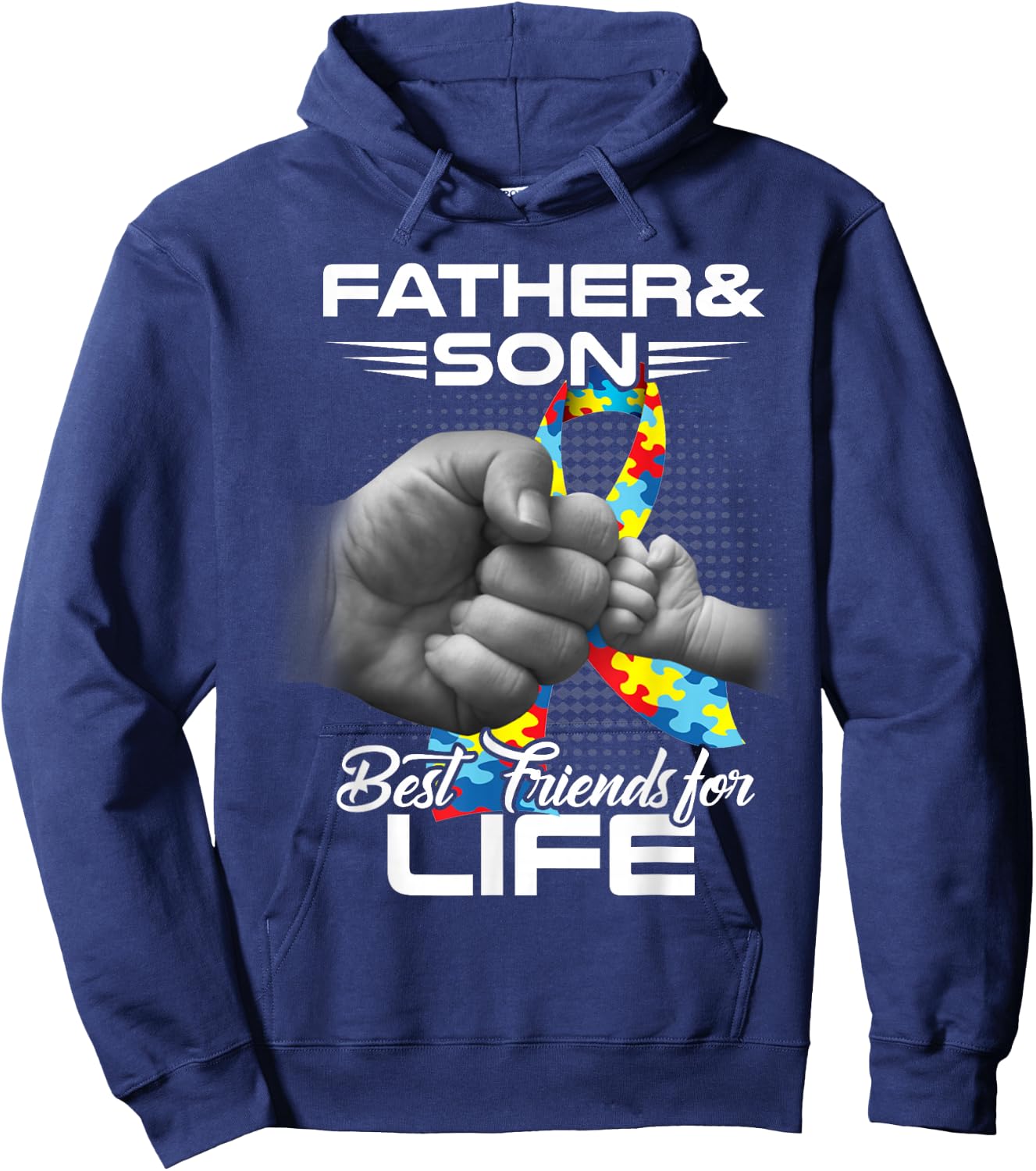 Autism Dad Father & Son Best Friends for Life Matching gift Hoodie - Hoodie | Navy