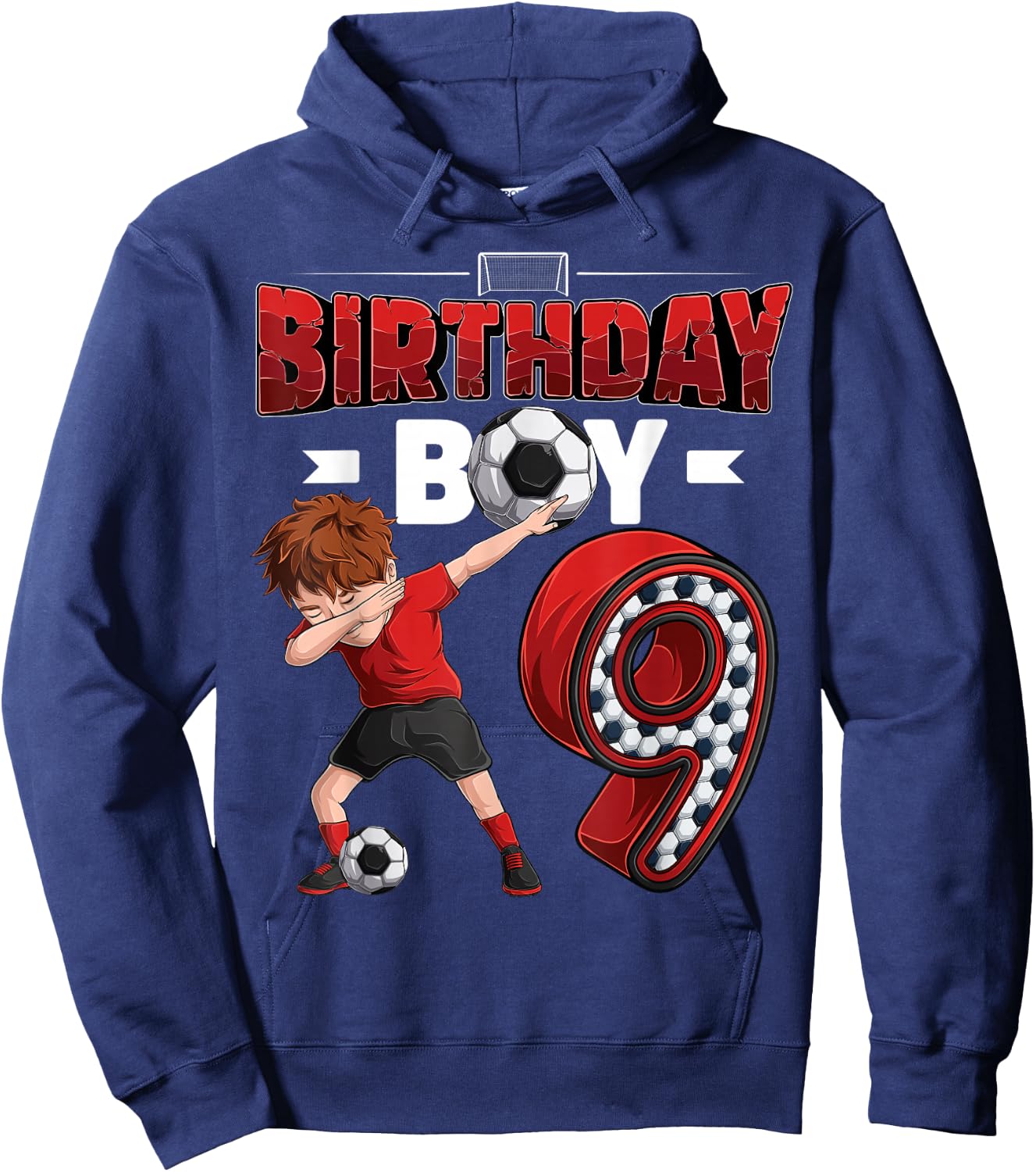 Dabbing boy 9 Year Old Soccer Player 9th Birthday Party Hoodie - Hoodie | Navy