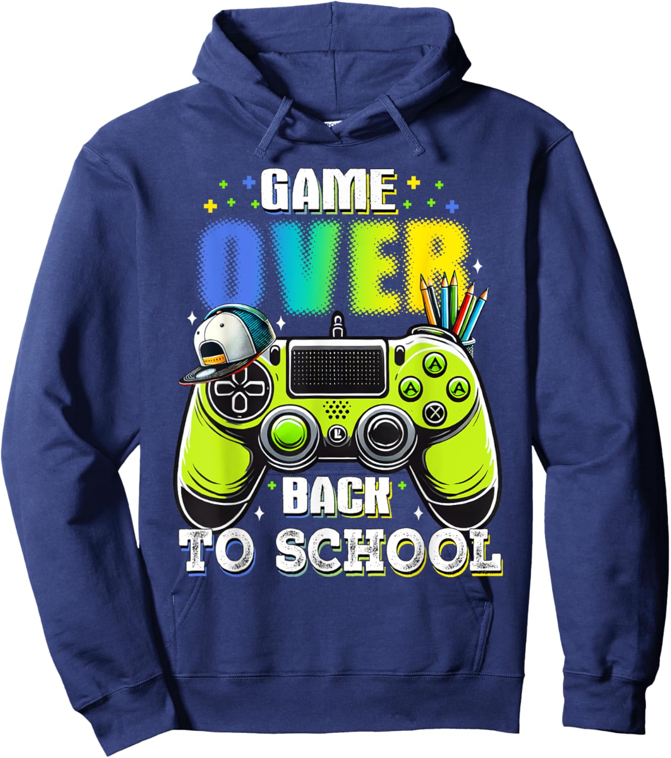 Back To School For Boy Kids Game Over Back To School Funny Hoodie - Hoodie | Navy