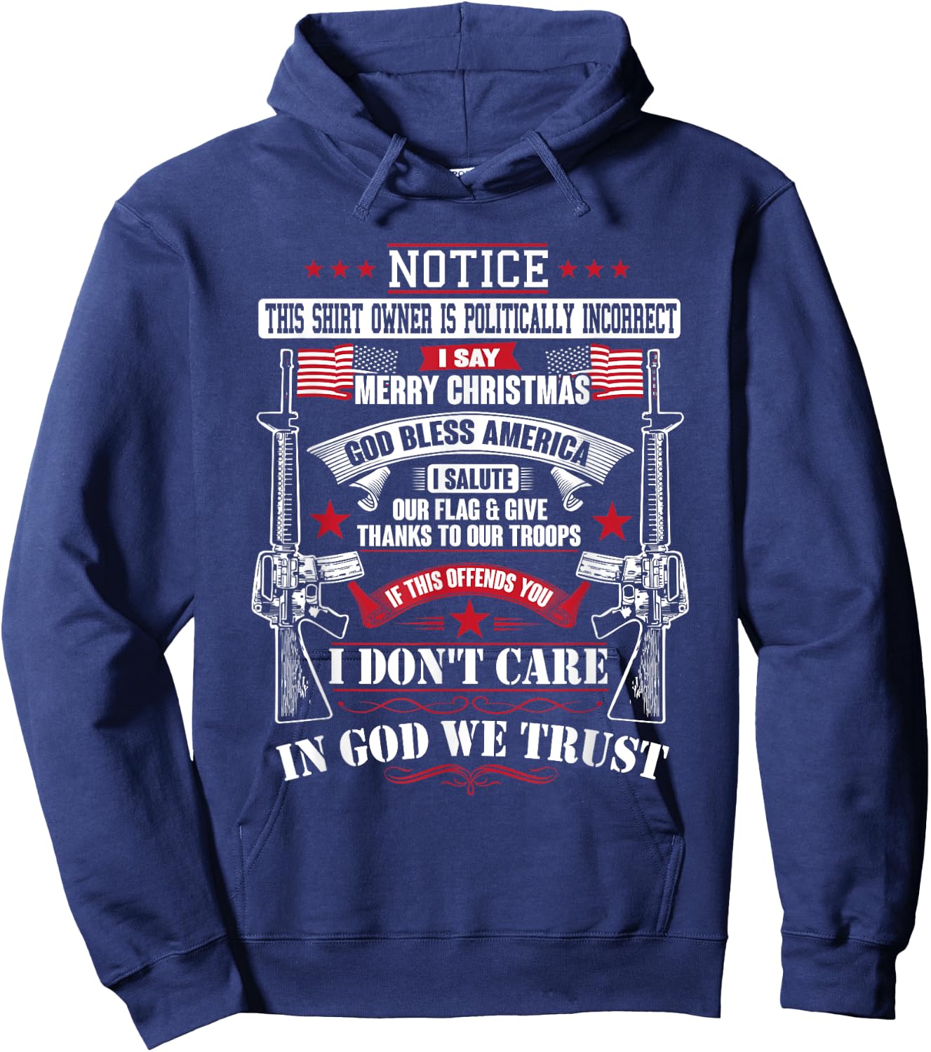 American Conservative God Bless America Country Hoodie - Hoodie | Navy