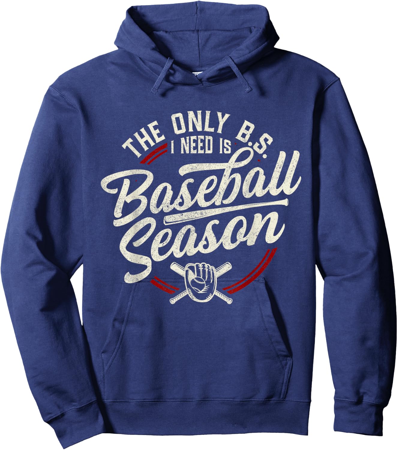 The Only BS I Need is Baseball Season Funny Vintage Baseball Hoodie - Hoodie | Navy