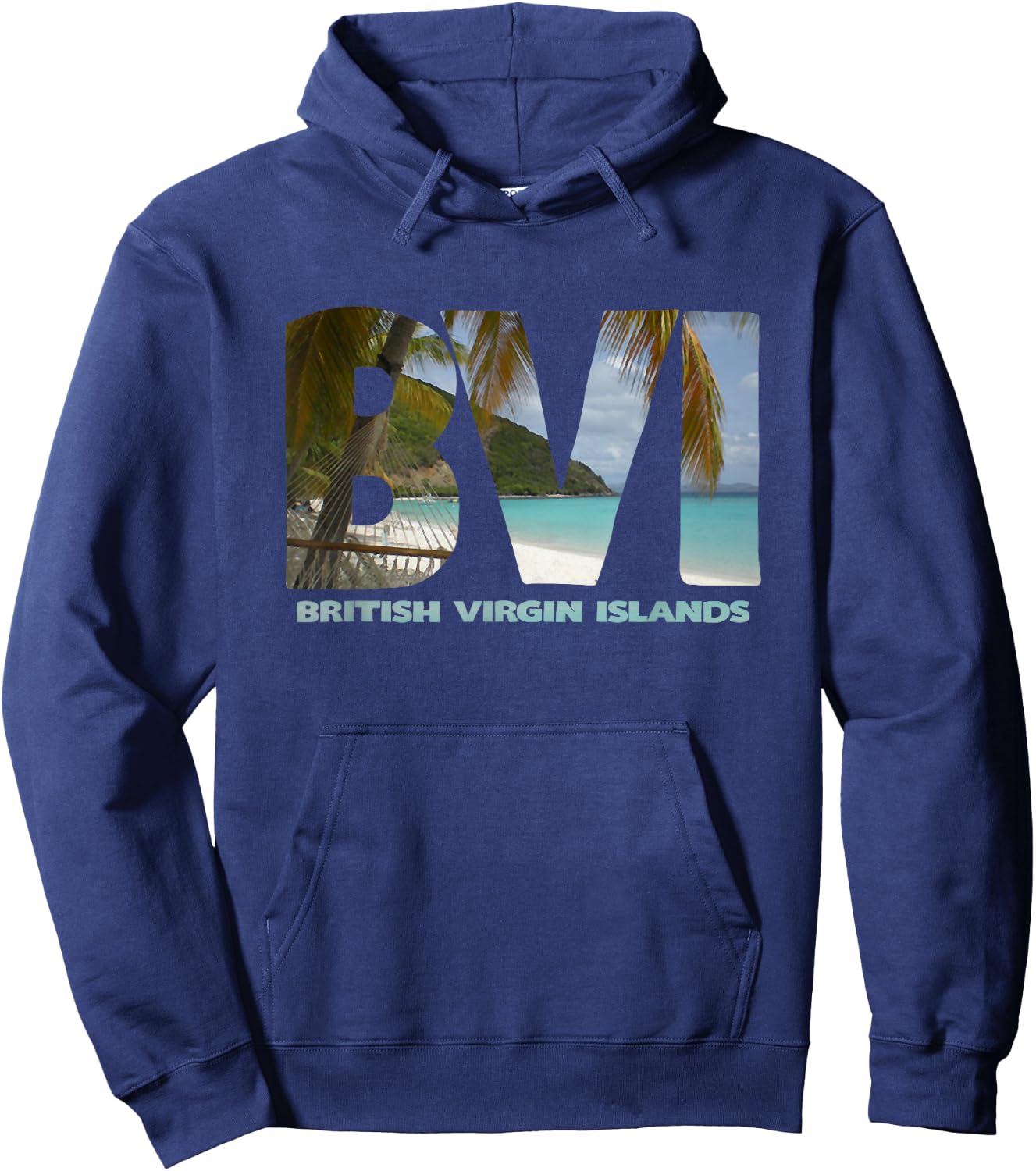 British Virgin Islands BVI Souvenir Beach & Palm Trees Hoodie - Hoodie | Navy