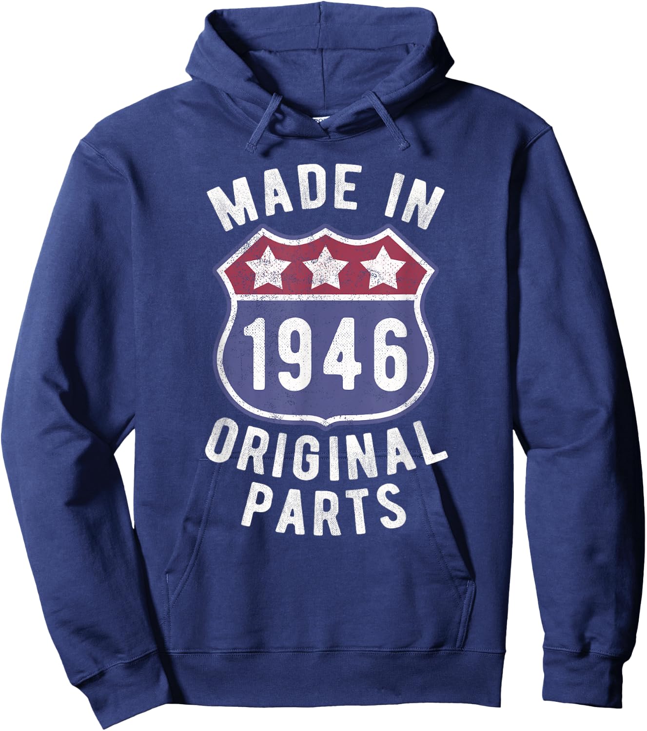 Born In 1946 Vintage Made In 1946 Original Parts Birth Year Hoodie - Hoodie | Navy