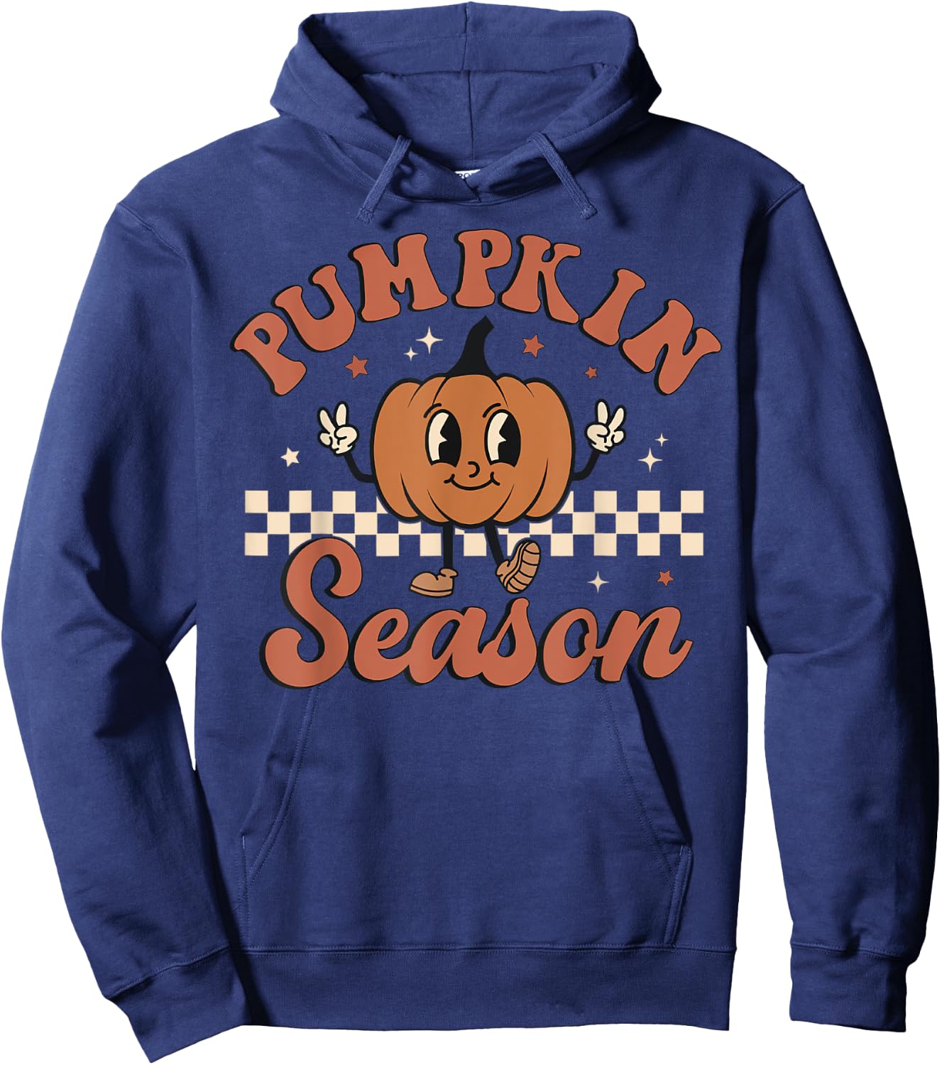 Vintage Pumpkins Spices Season Retro Groovy Fall Halloween Hoodie - Hoodie | Navy