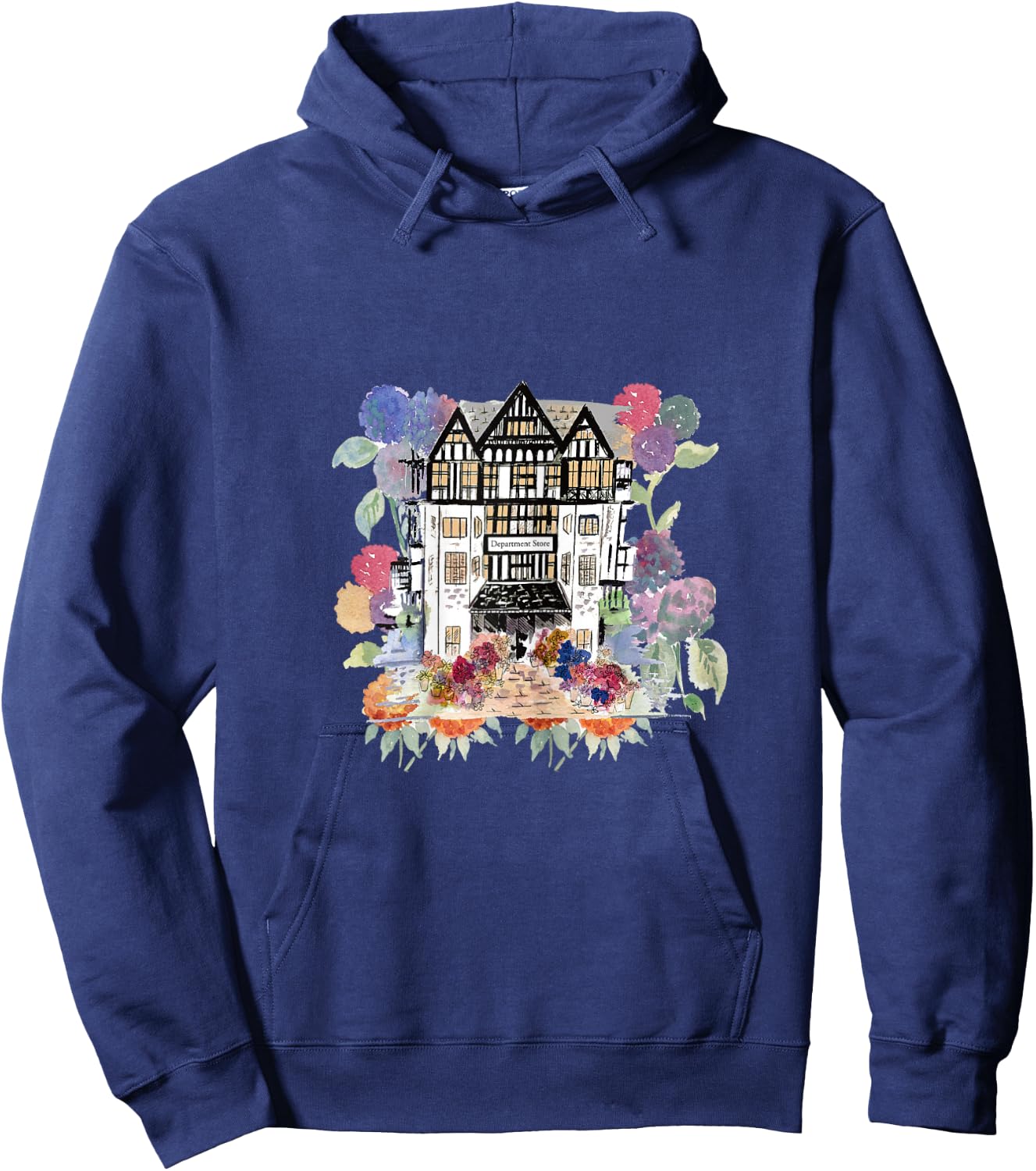 Liberty of London Inspired Shop Window Flowers Tourist Hoodie - Hoodie | Navy