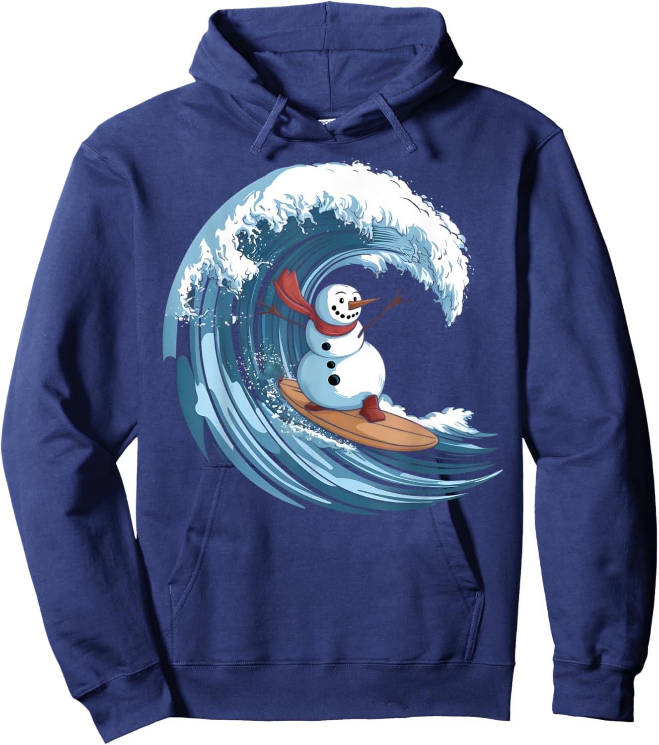 Christmas In July Snowman Surfing Surfboard Beach Waves Hoodie - Hoodie | Navy