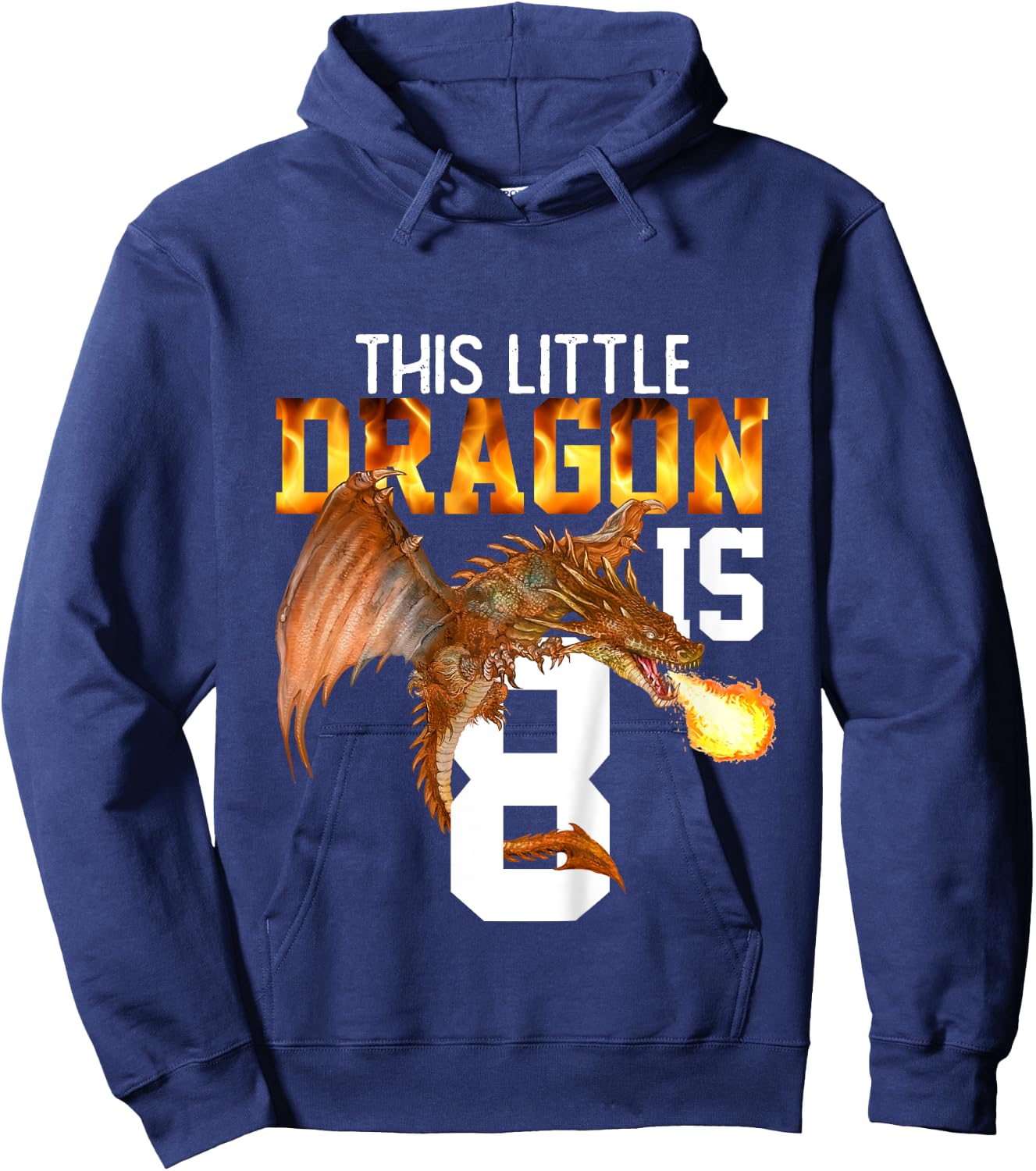 Turning 8 Year Old Birthday Gift Boy Dragon 8th Bday Girl Hoodie - Hoodie | Navy