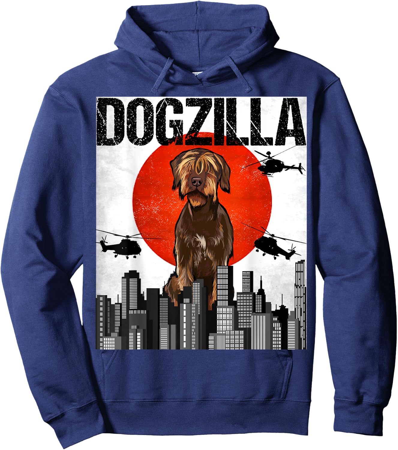 Funny Vintage Japanese Dogzilla Wirehaired Pointing Griffon Hoodie - Hoodie | Navy