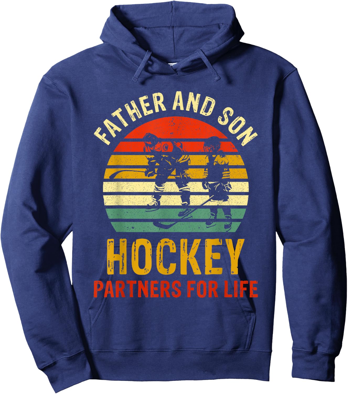 Vintage Dad And Son Hockey Partners For Life Fathers Day Hoodie - Hoodie | Navy