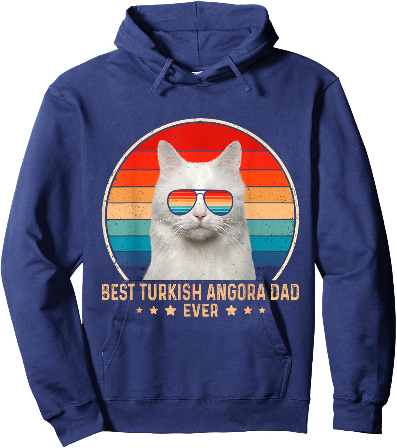 Vintage Best Turkish Angora Dad Ever Father's Day Hoodie - Hoodie | Navy