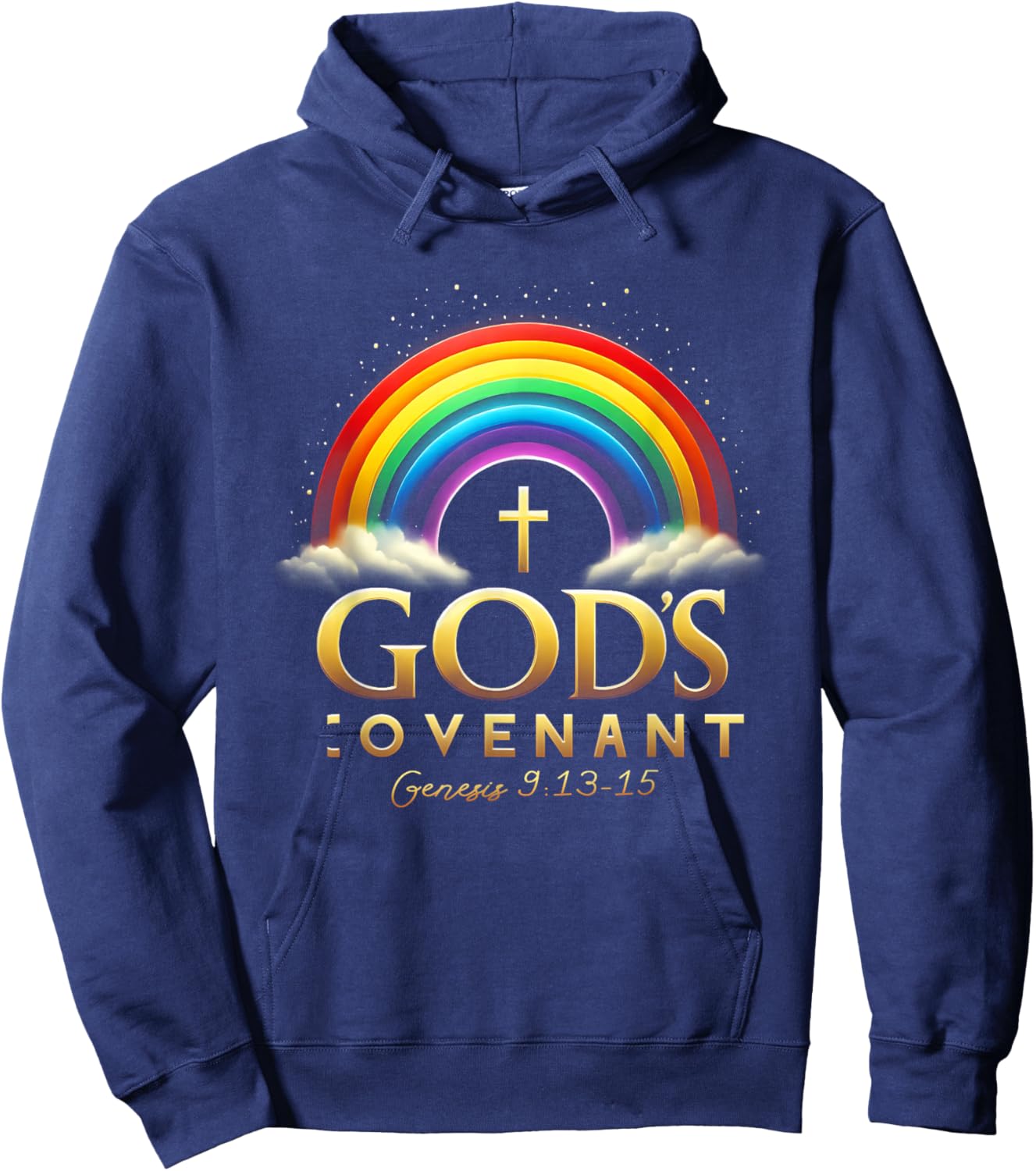 God's Covenant Genesis 9 13-15 Rainbow God's Believers Bible Hoodie - Hoodie | Navy