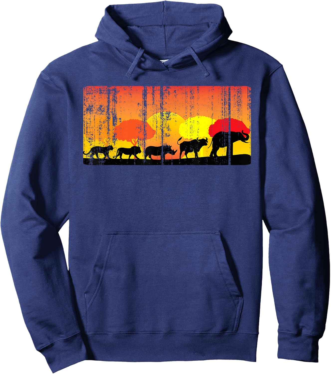 Africa Big Five Animals Distressed | BIG 5 of Africa Hoodie - Hoodie | Navy