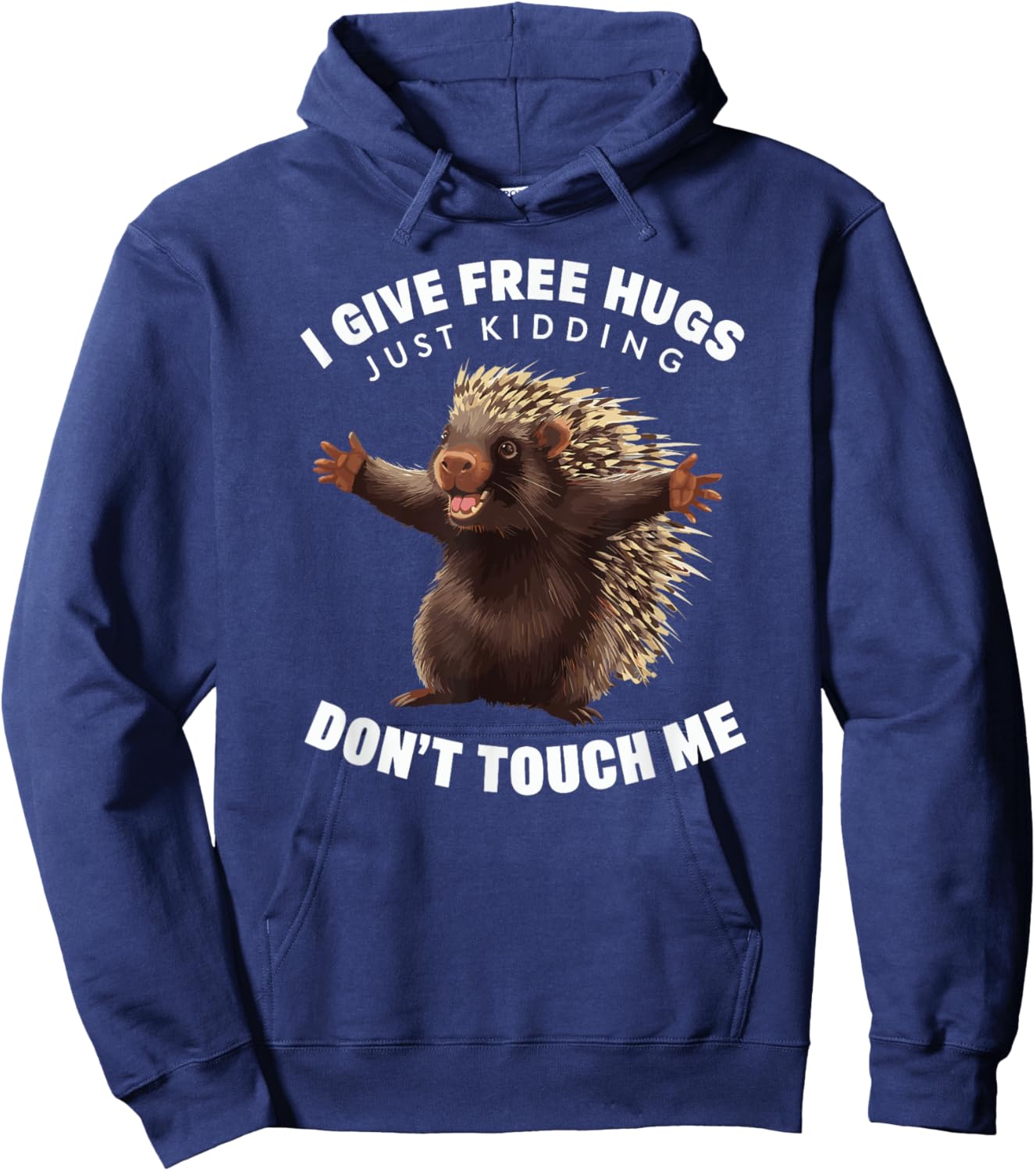 I Give Free Hugs Just Kidding Don't Touch Me Porcupine Hoodie - Hoodie | Navy