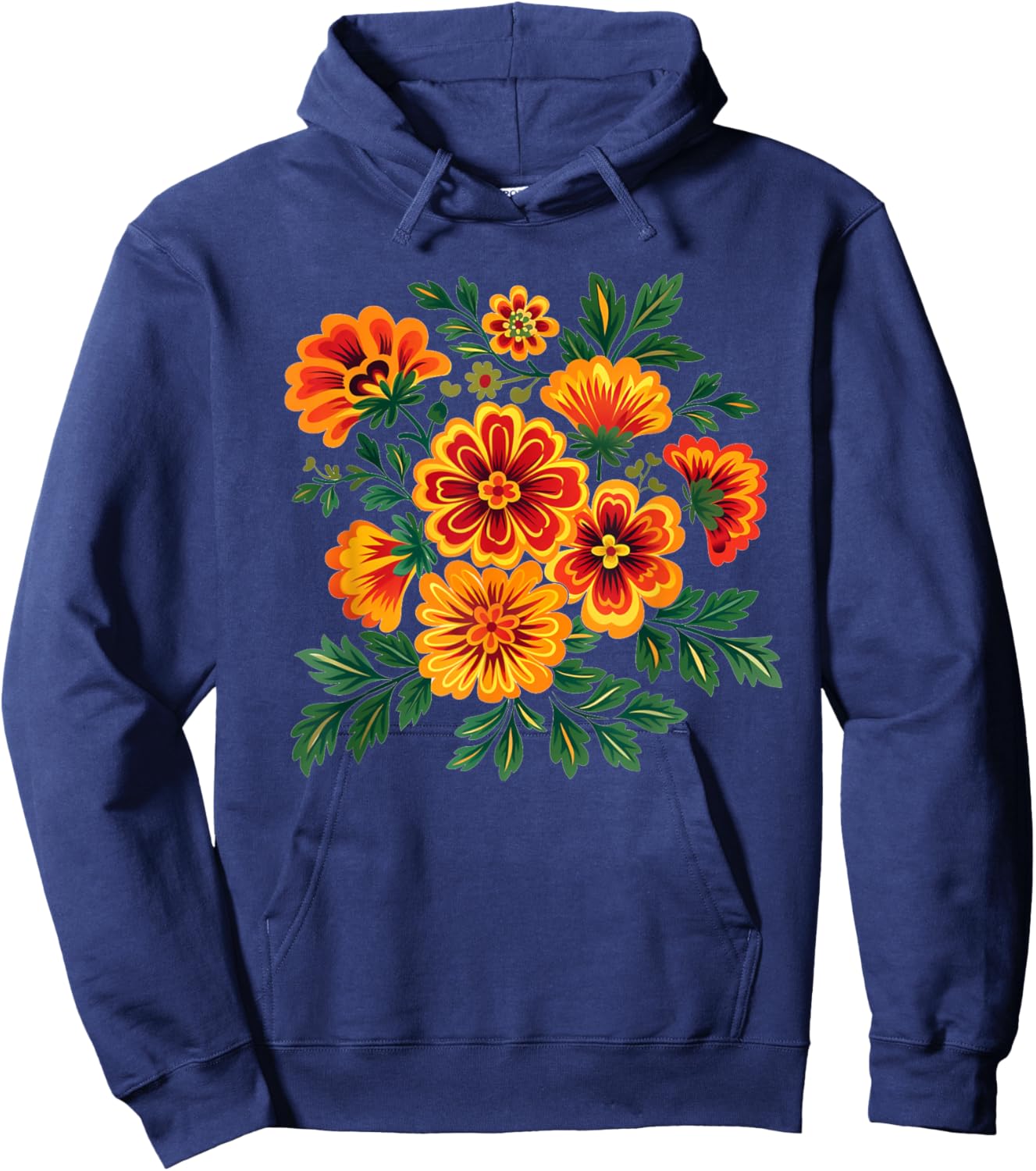 Nice Mexican Cempasuchil Flower for orange Plants Lovers Hoodie - Hoodie | Navy