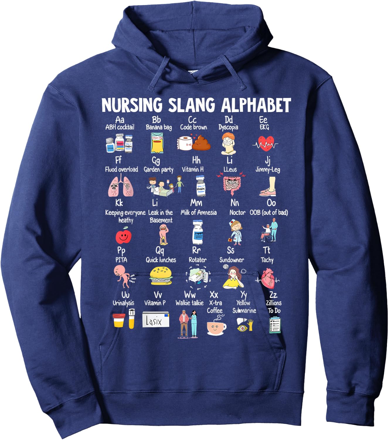 Nurse Funny Nurse Alphabet T Nurse ABCs Registered Nurse Ab Hoodie - Hoodie | Navy