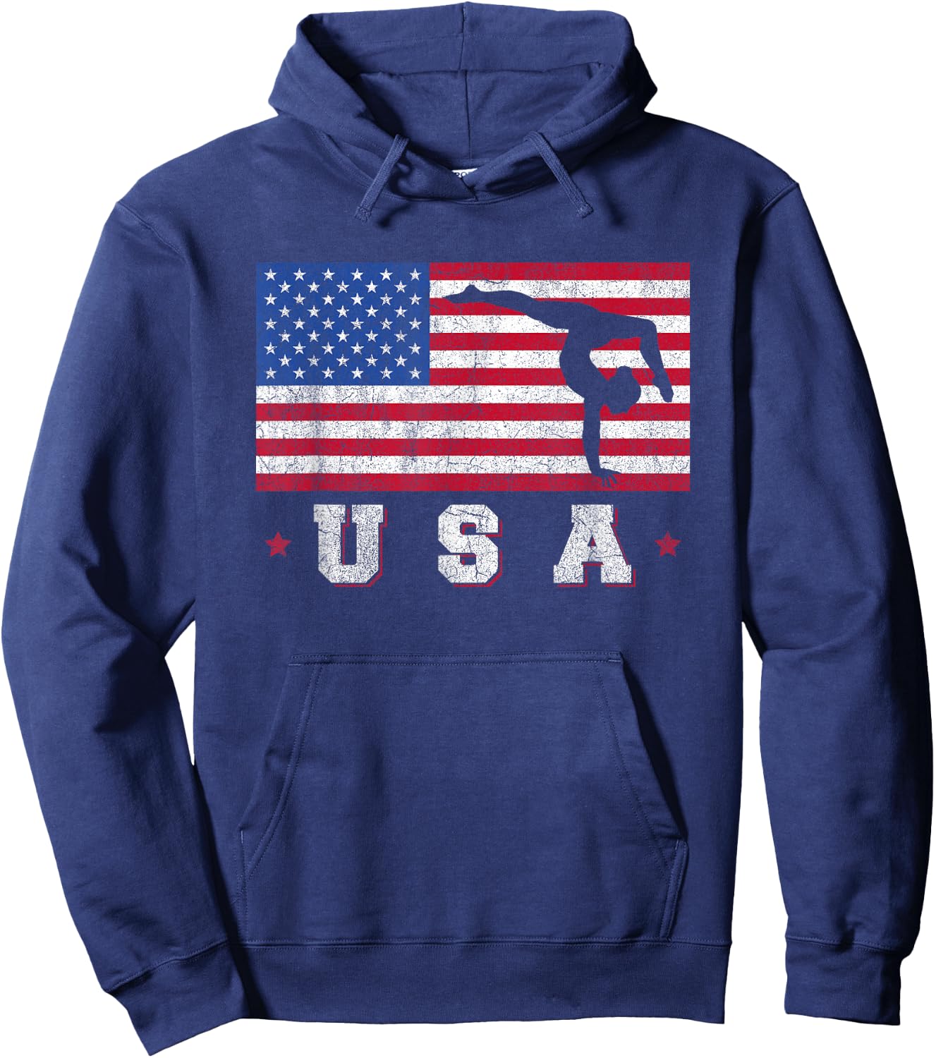 Patriotic Sports Gift American USA Flag Girls Gymnastics Hoodie - Hoodie | Navy
