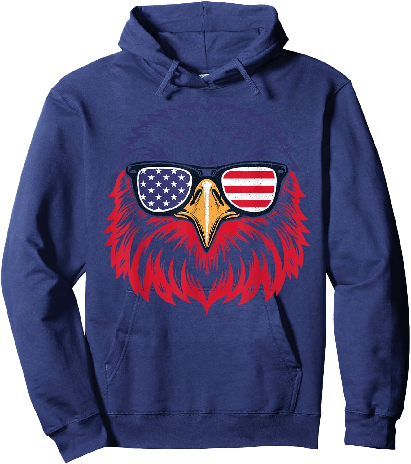 Patriotic Eagle Funny 4th of July US American Flag Men Women Hoodie - Hoodie | Navy