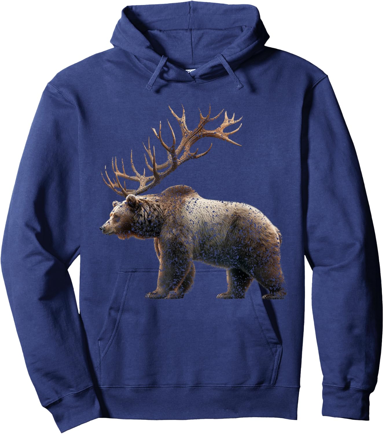 Beer Grizzly Bear With Antlers Bear Deer Beer Hoodie - Hoodie | Navy
