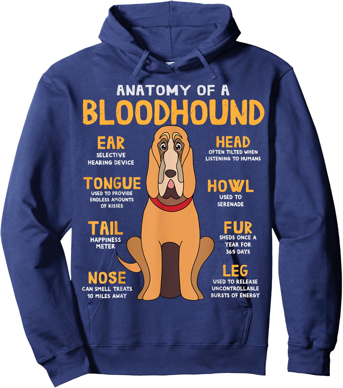 Blood Hound Anatomy Funny Dog Mum Dad Sweet Gift Hoodie - Hoodie | Navy