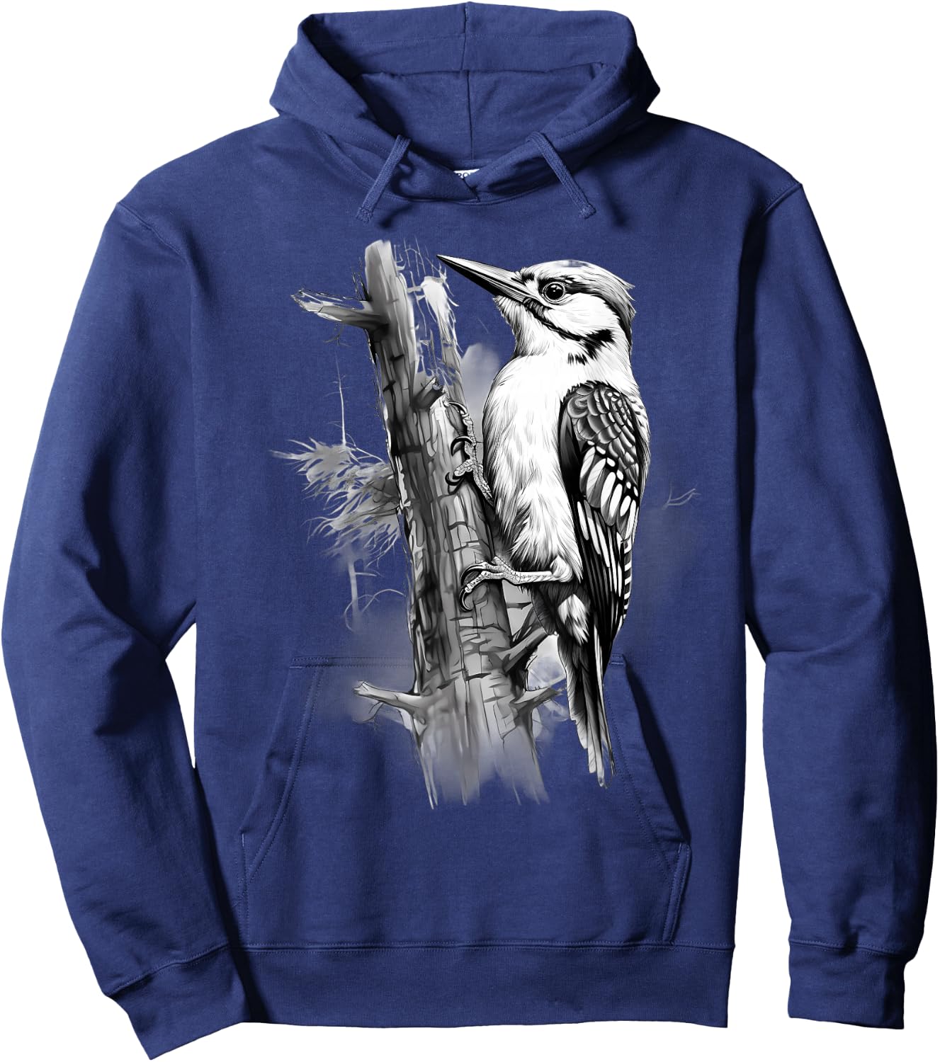 Woodpecker Artwork Portrait Drawing Wildlife Animal Print Hoodie - Hoodie | Navy