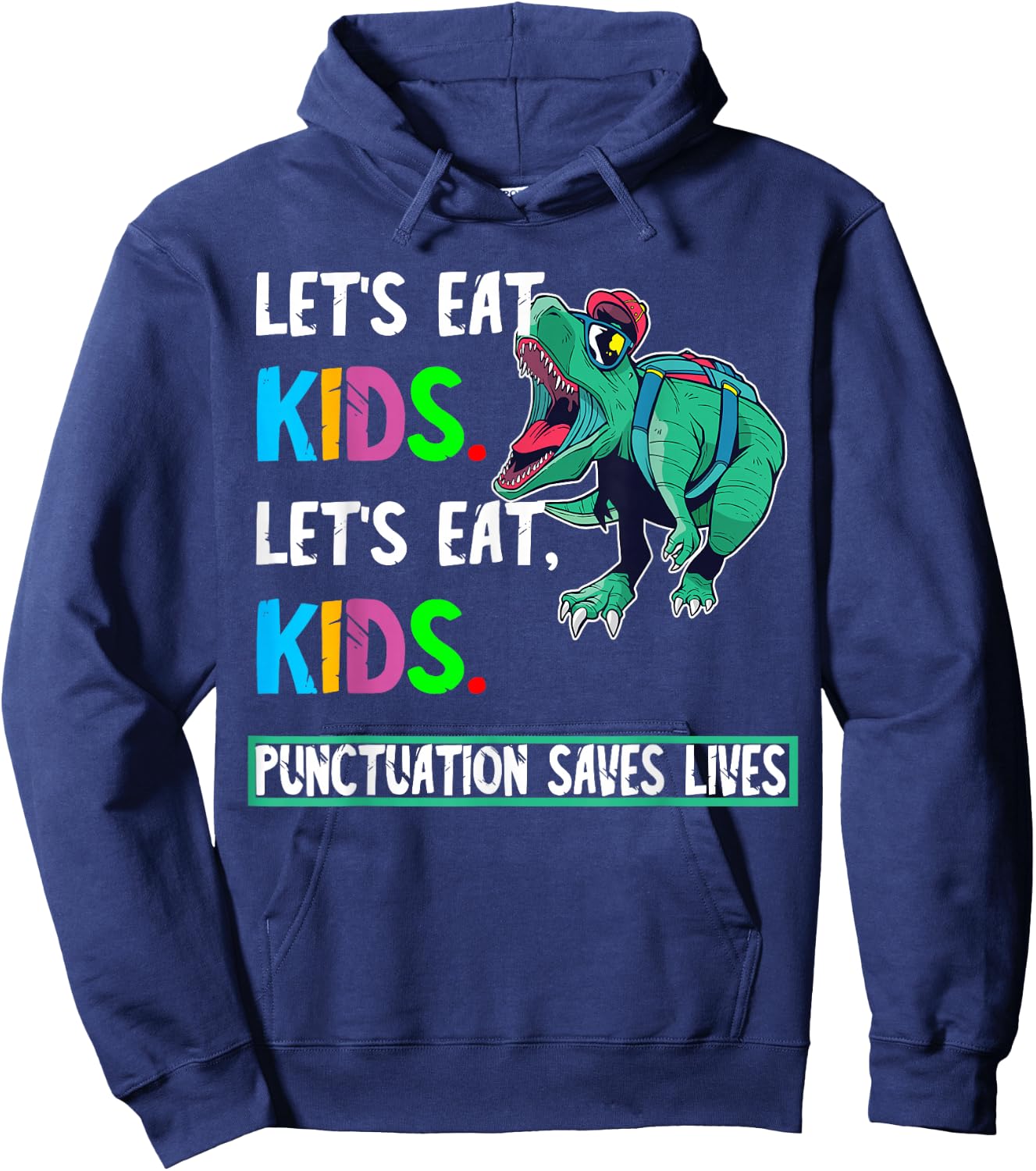 Grammar Dinosaur English Lessons Funny Student Hoodie - Hoodie | Navy