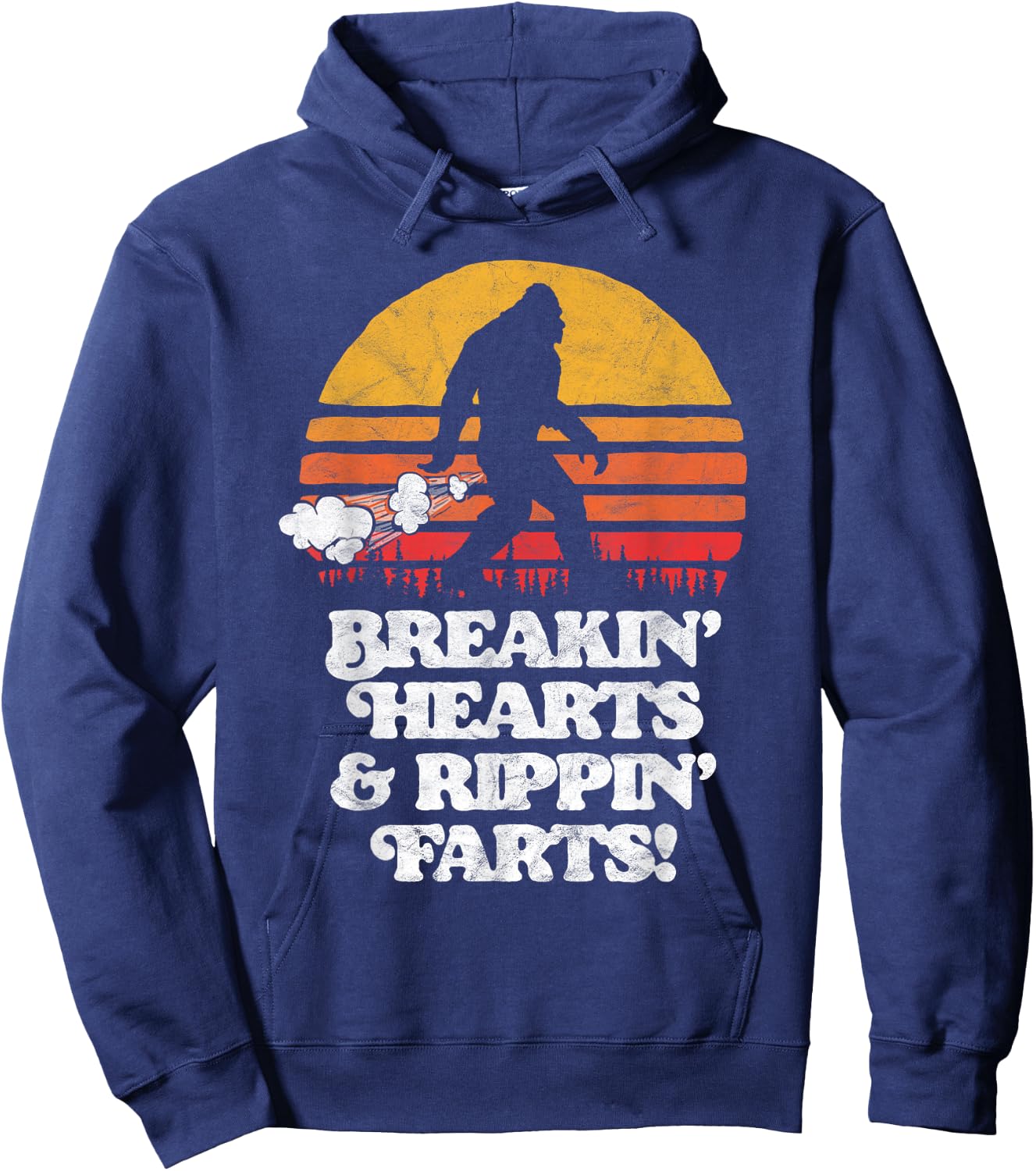 Sasquatch Breakin Hearts & Rippin Farts! Funny Bigfoot Sun Hoodie - Hoodie | Navy