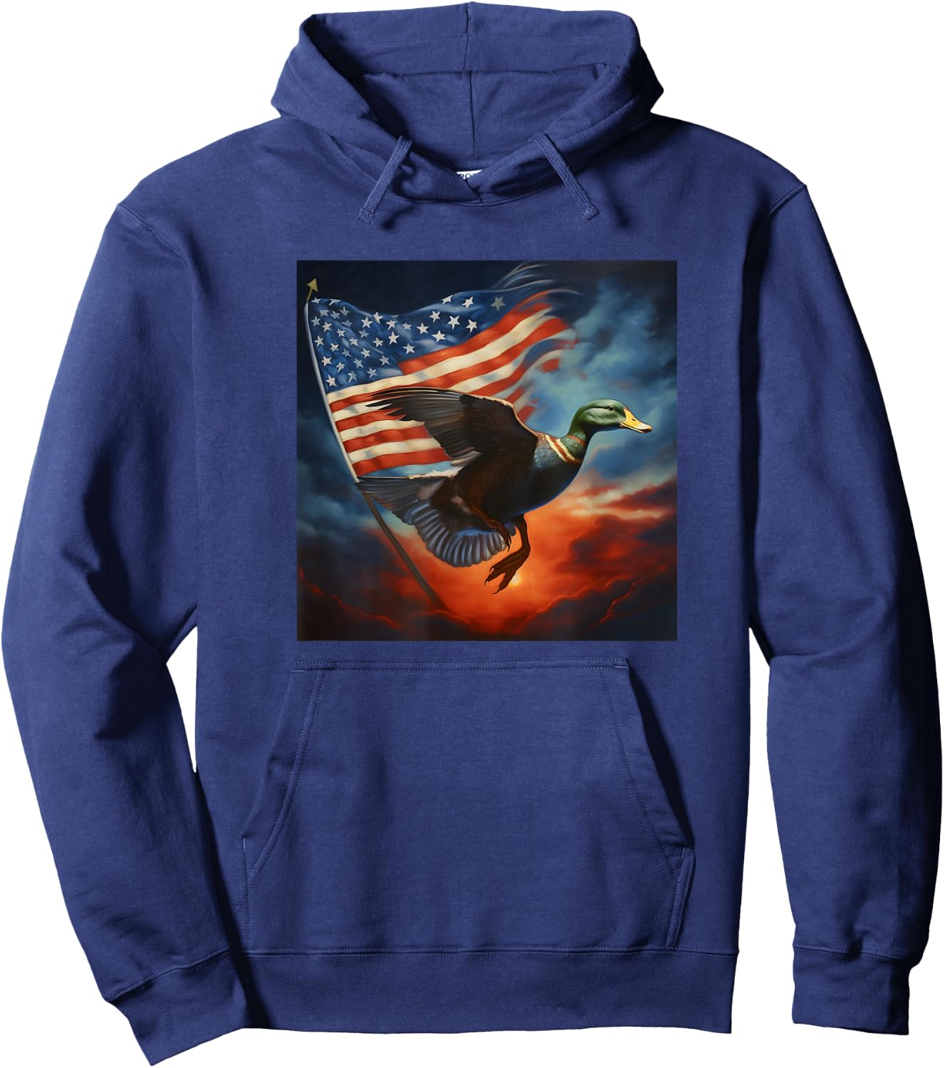 Duck Hunter American Flag Waterfowl Starry Night Men Hoodie - Hoodie | Navy