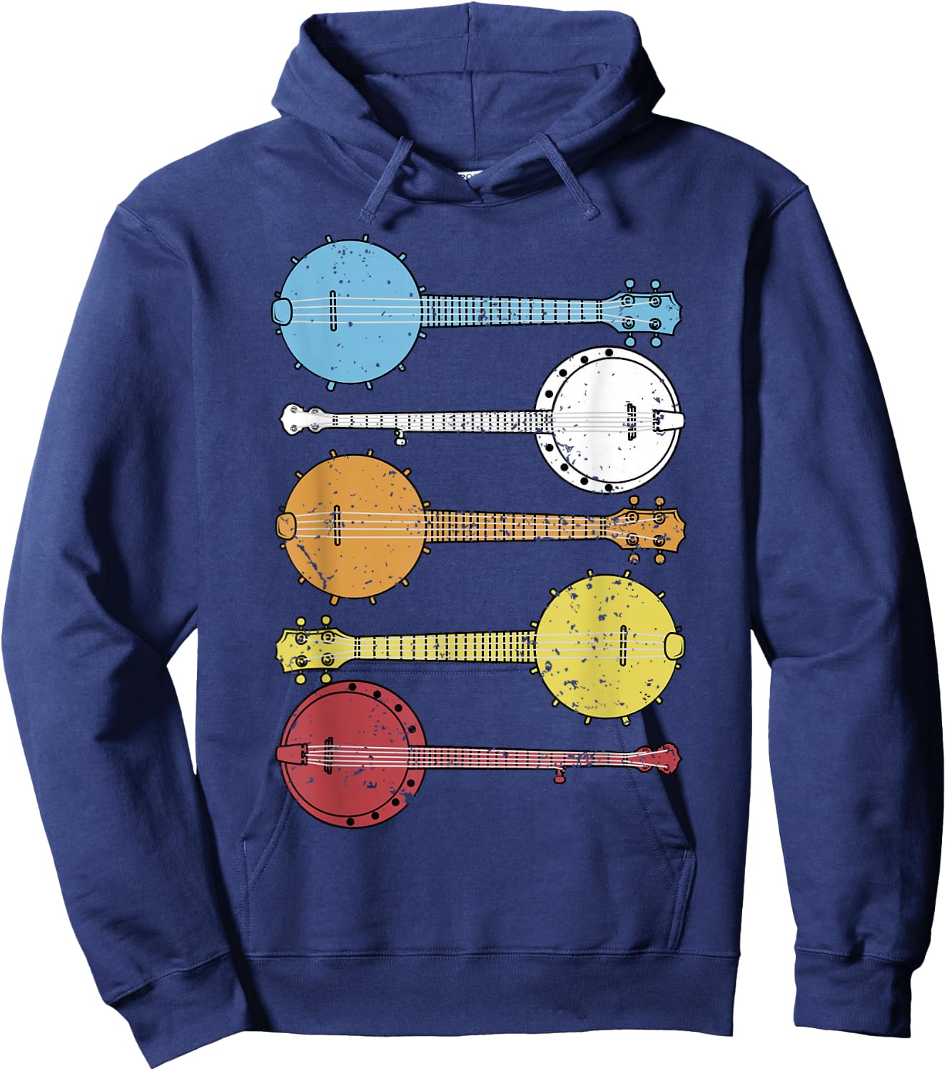 Vintage Banjo Shirt Retro Banjo Gift Country Music Bluegrass Hoodie - Hoodie | Navy
