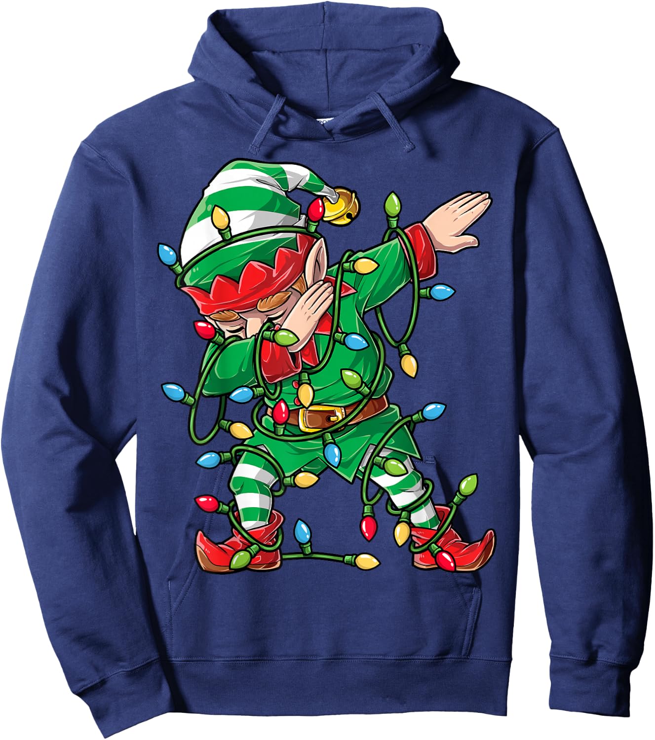 Dabbing Elf Christmas Tree Lights Xmas Family Matching Boys Hoodie - Hoodie | Navy