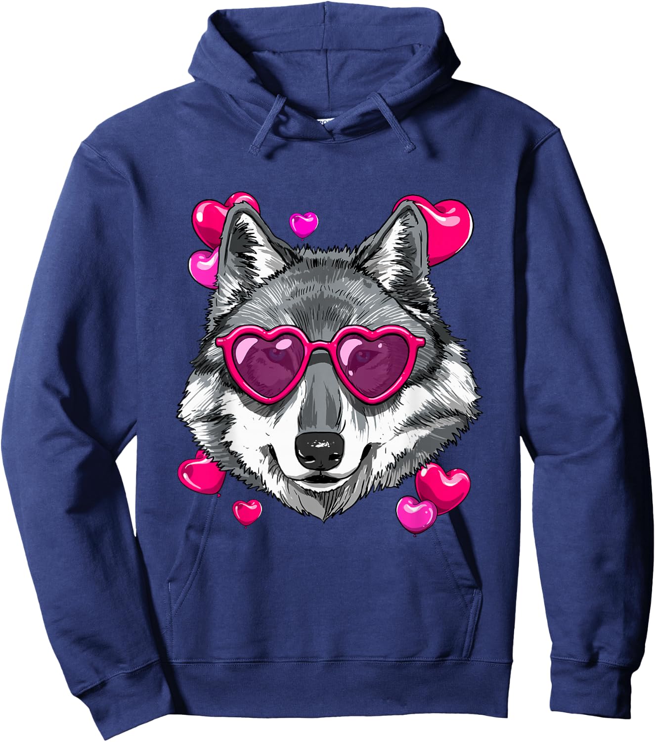Wolf Valentines Shirt Wolf Heart Animal Face Wolf Lover Hoodie - Hoodie | Navy