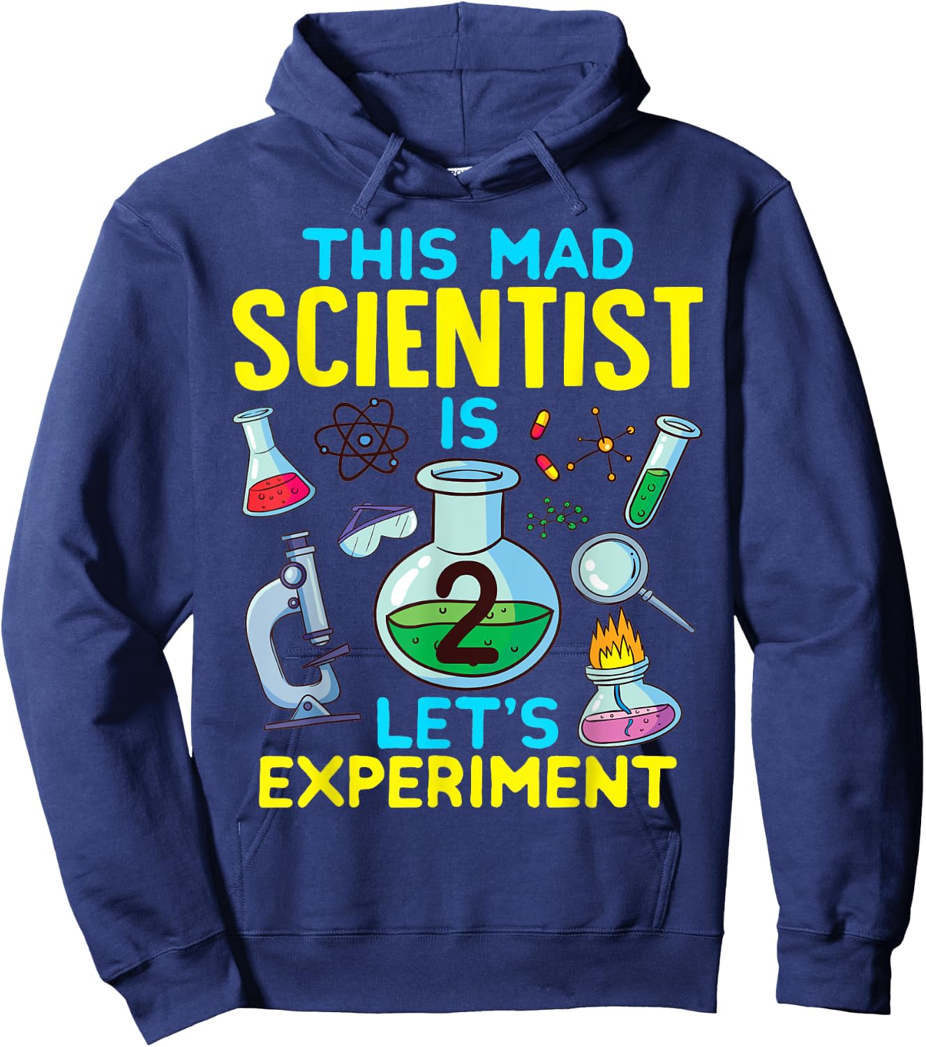 2nd Birthday This Mad Scientist Is 2 Let's Experiment Funny Hoodie - Hoodie | Navy