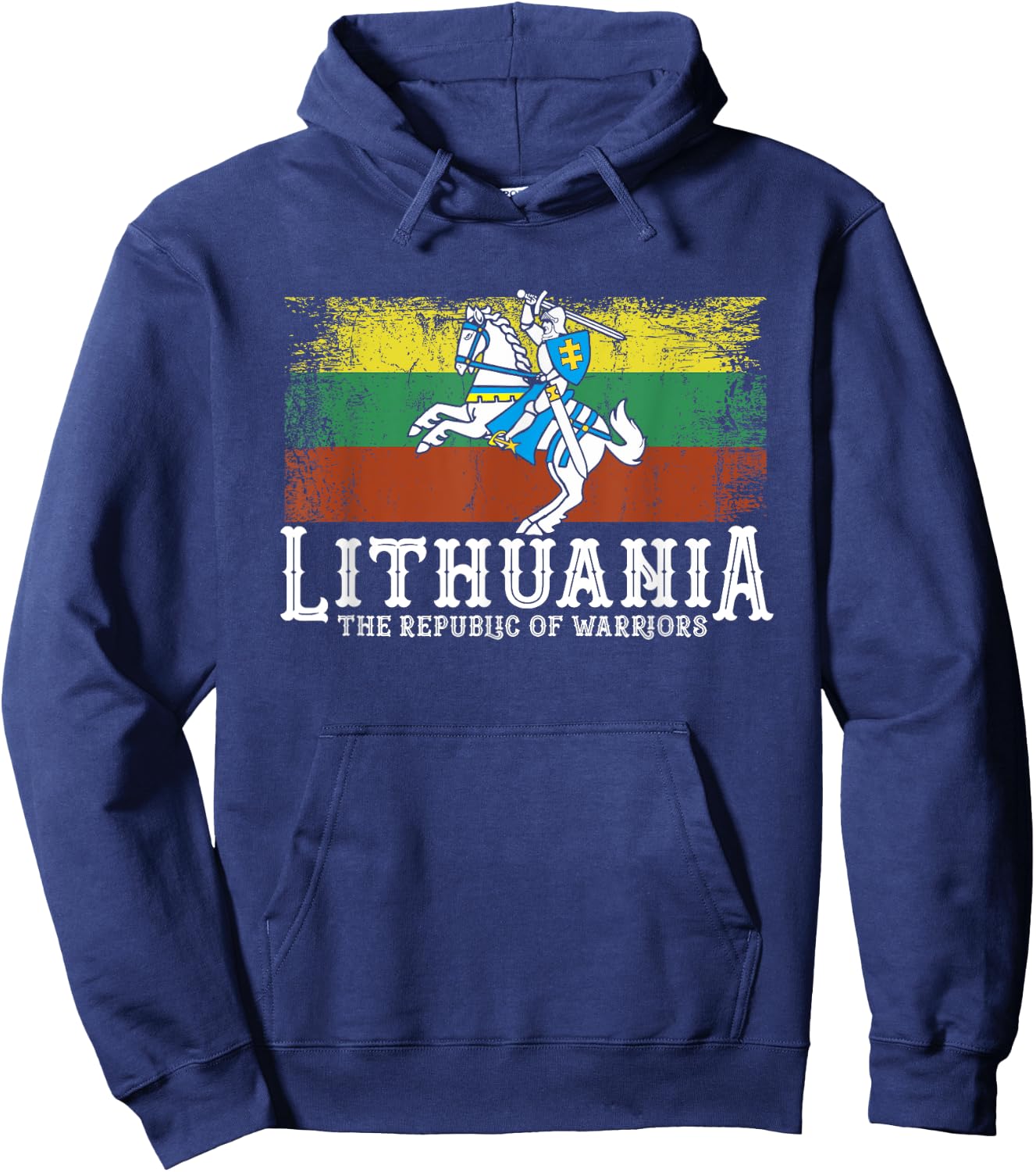 Lithuanian Flag White Knight Symbols Of Lithuania Patriotic Hoodie - Hoodie | Navy