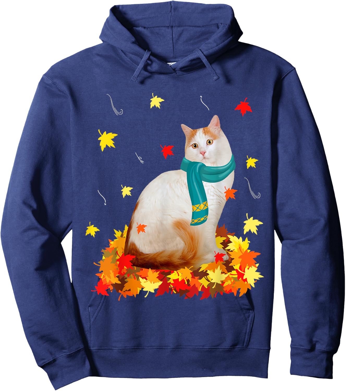 Fun Turkish Van Thanksgiving Autumn Cat Kitten Lover Hoodie - Hoodie | Navy