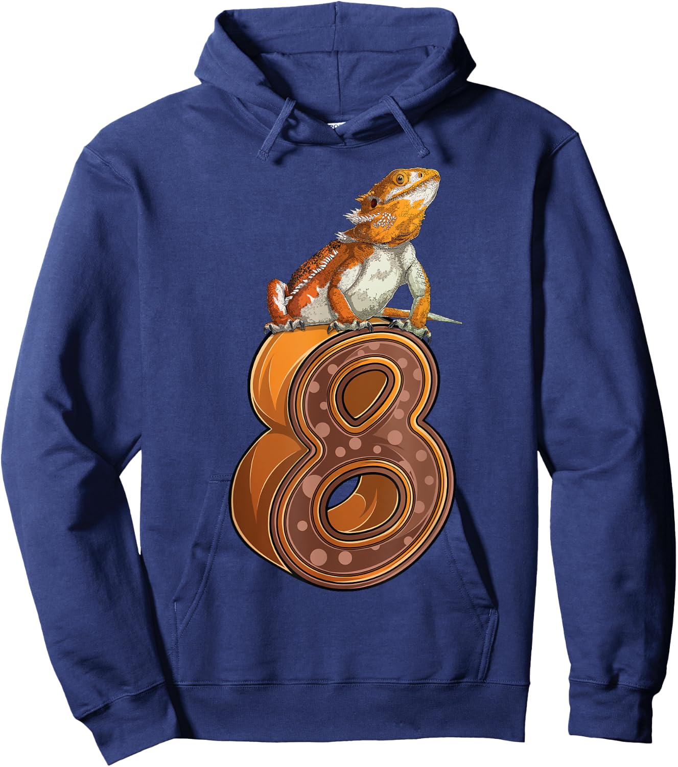 8 Year Old Bearded dragon Reptile 8th Birthday Party B-day Hoodie - Hoodie | Navy