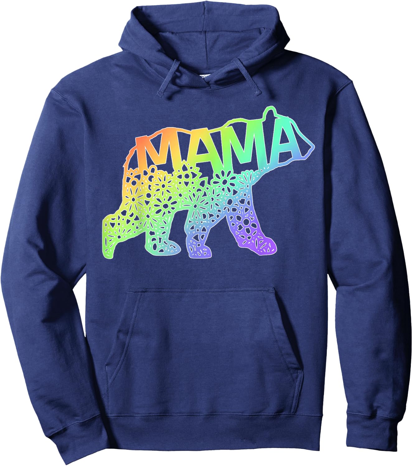 Mum Bear Tie Dye Rainbow Purple Blue Pink Yellow Gift Hoodie - Hoodie | Navy