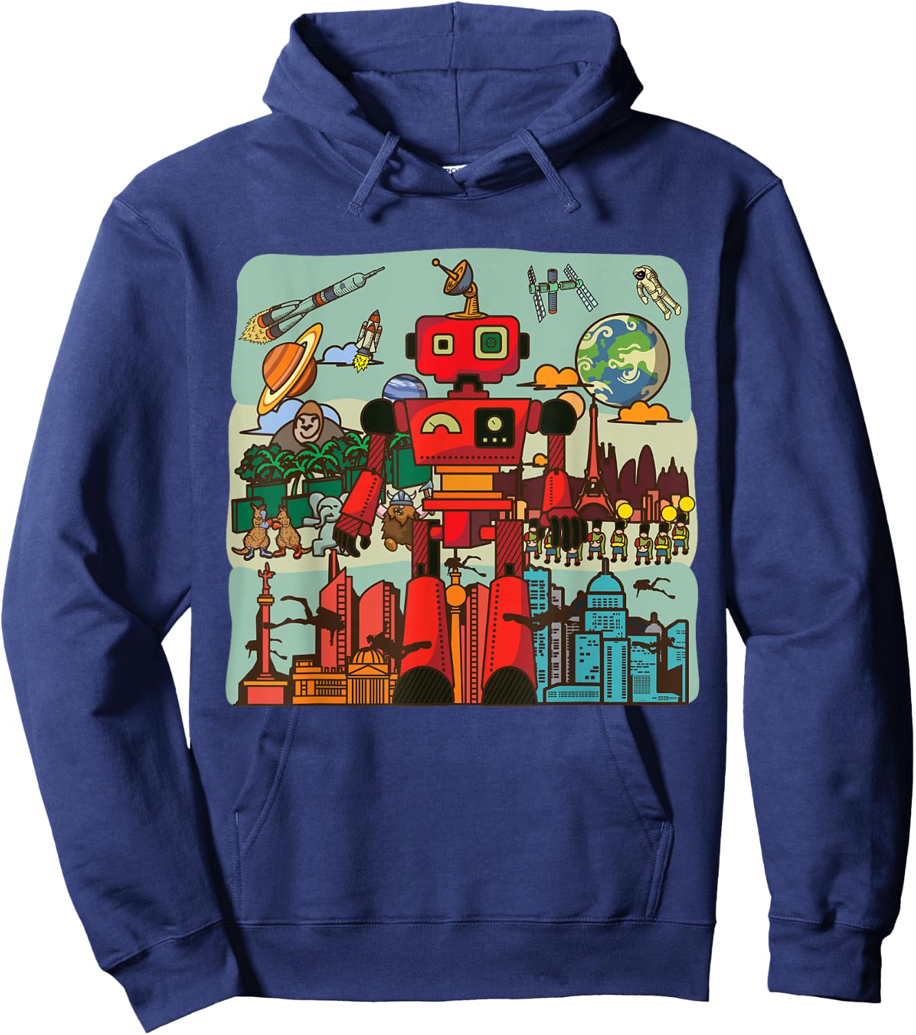 Retro Japanese Robotics Engineer Gift Funny Toy Robot Hoodie - Hoodie | Navy