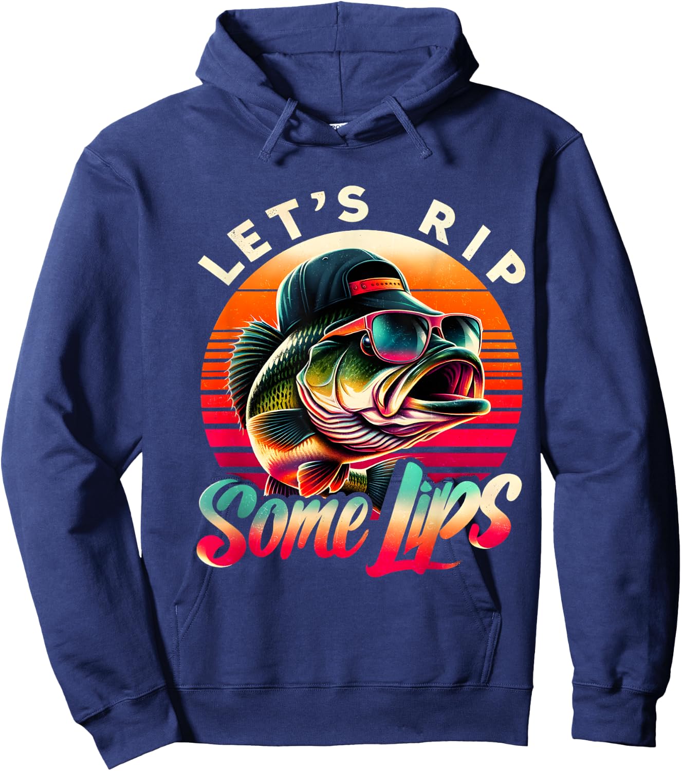 Let's Rip Some Lips Bass Fishing Funny Fishing Lovers Gifts Hoodie - Hoodie | Navy