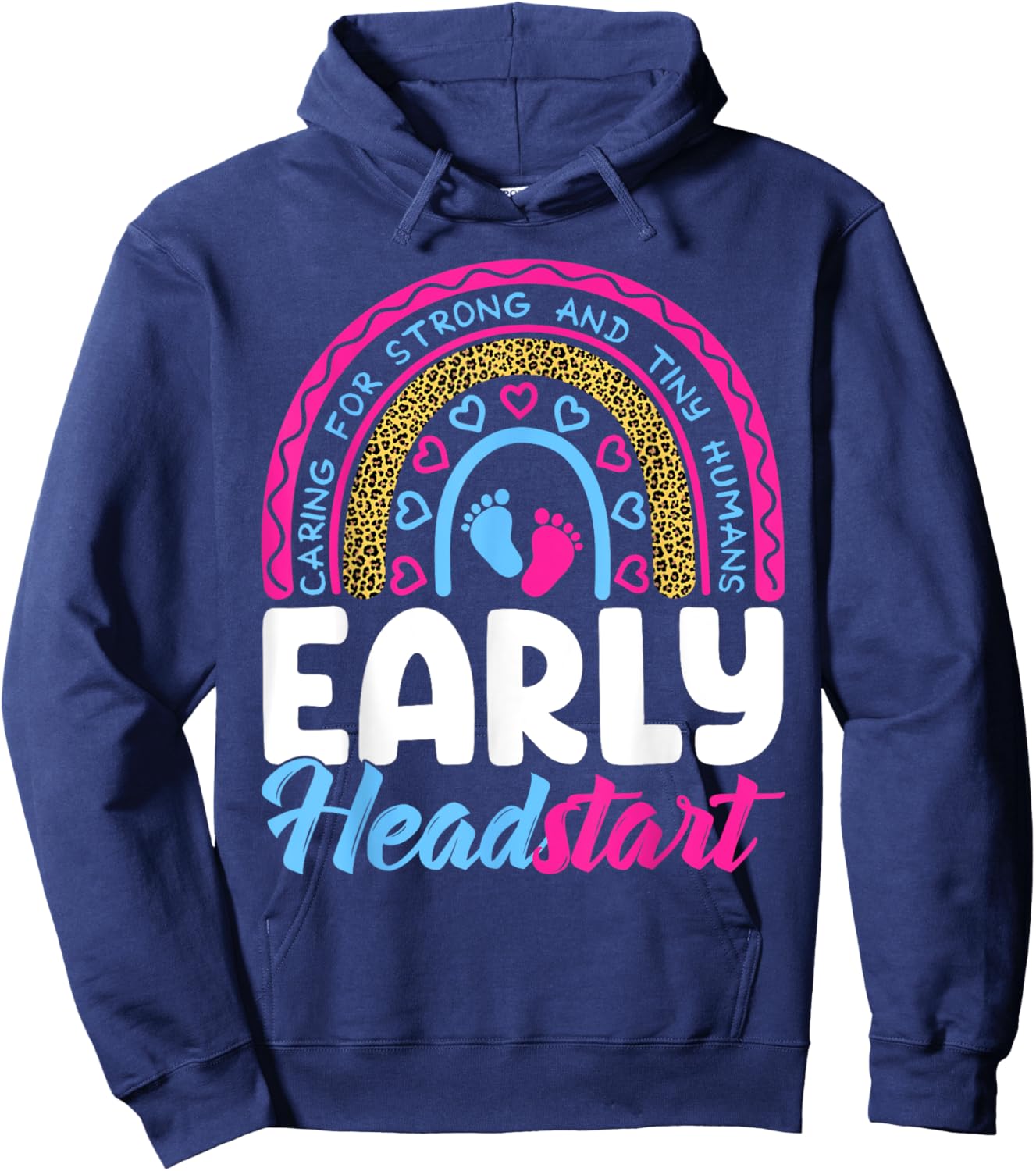 Early Headstart Teacher Head Start Leopard Back To School Hoodie - Hoodie | Navy