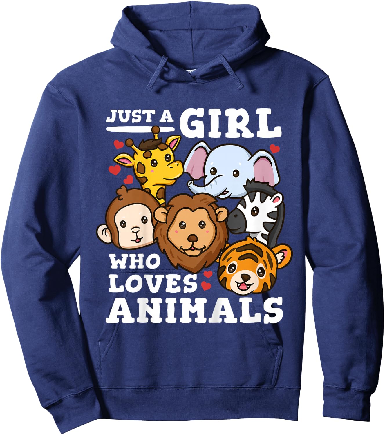 Kids Zoo Animals Elephant Giraffe Hoodie - Hoodie | Navy