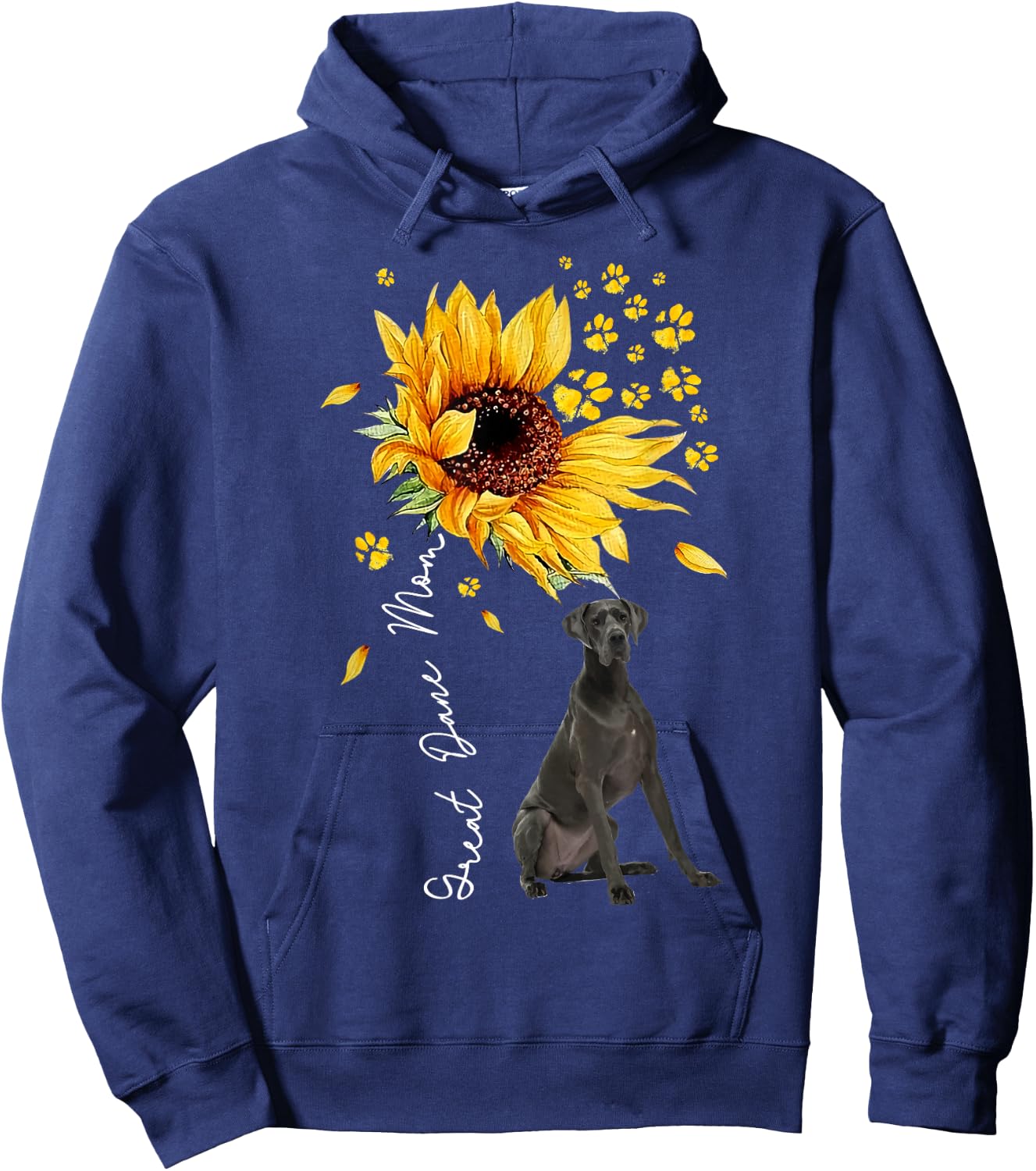 Sunflower Great Dane Mom Dog Lover Mother’s Day Hoodie - Hoodie | Navy
