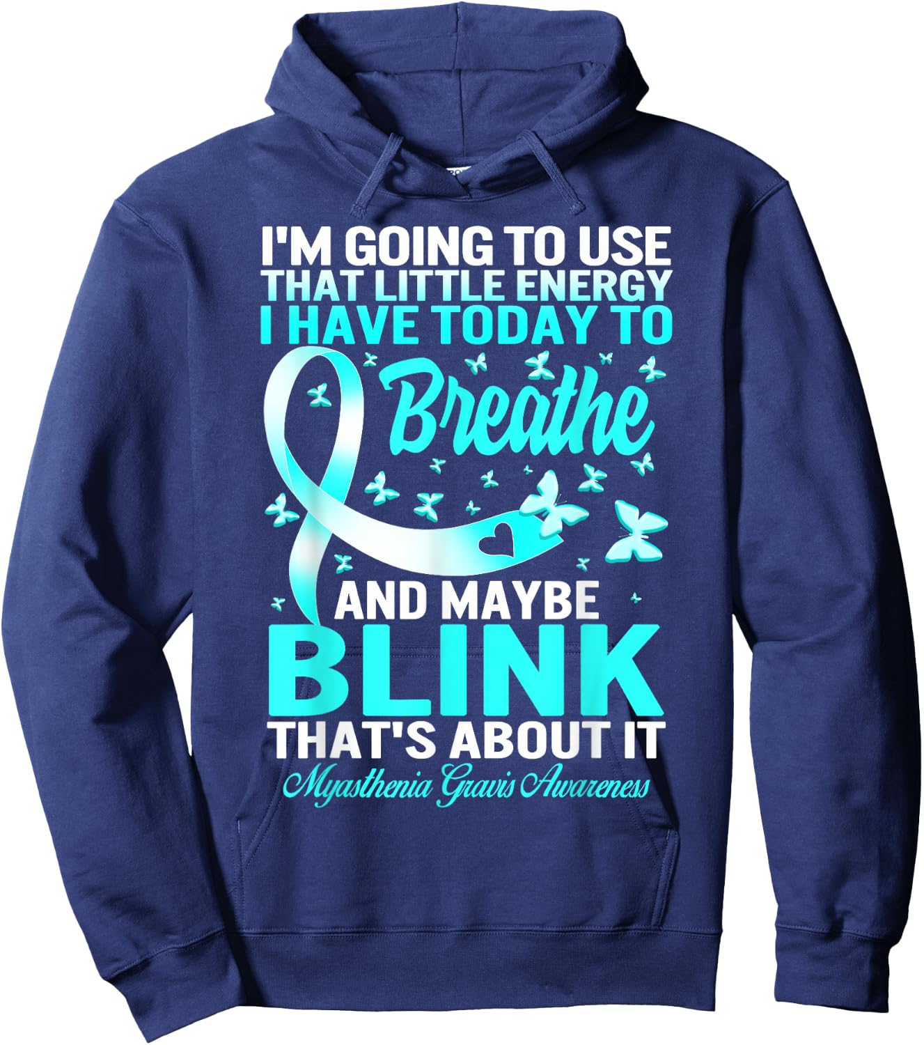 MG Awareness Myasthenia Gravis Teal Ribbon Warrior Family Hoodie - Hoodie | Navy