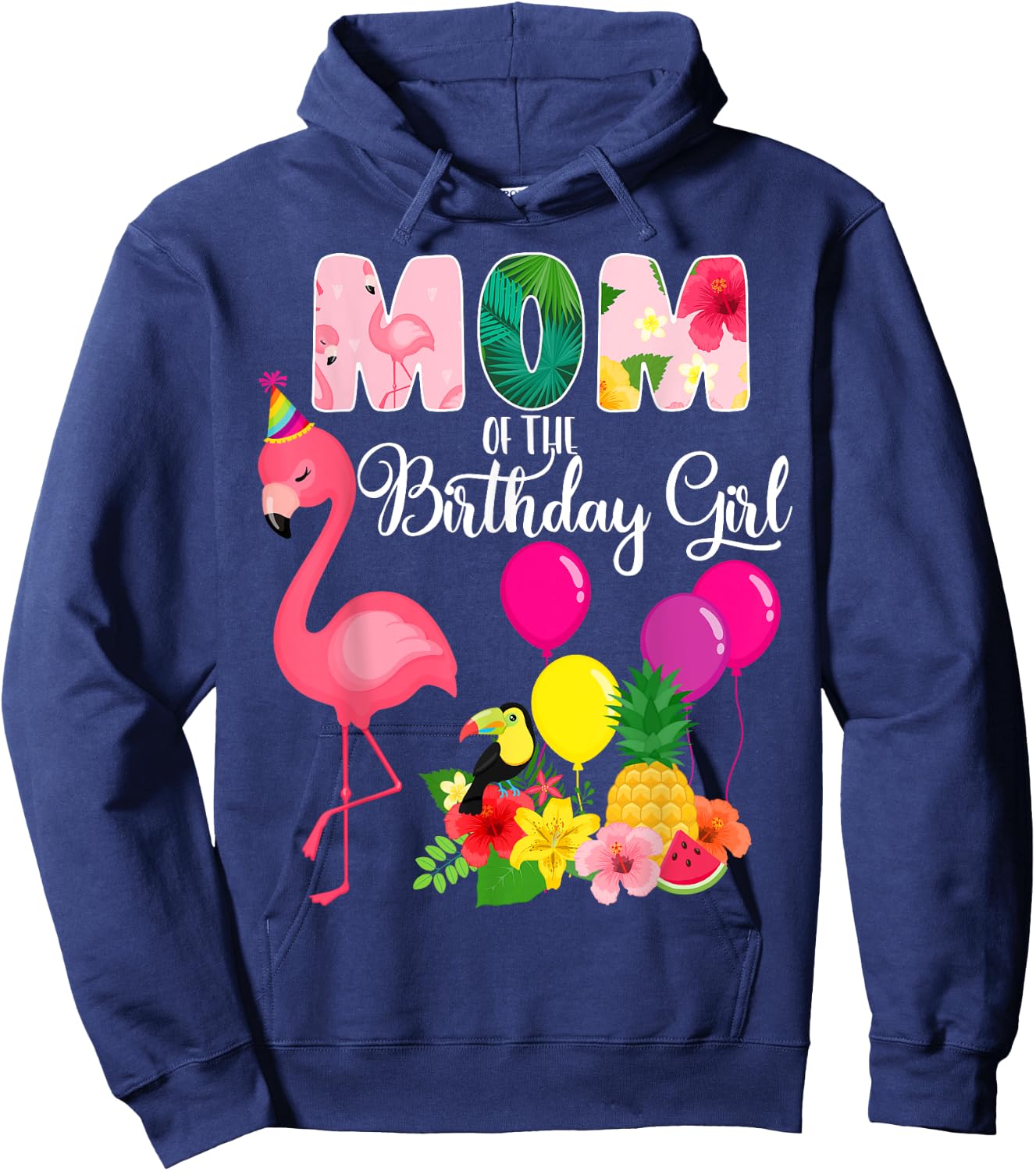 Flamingo Birthday Mom of the Birthday Girl Flamingo Birthday Hoodie - Hoodie | Navy