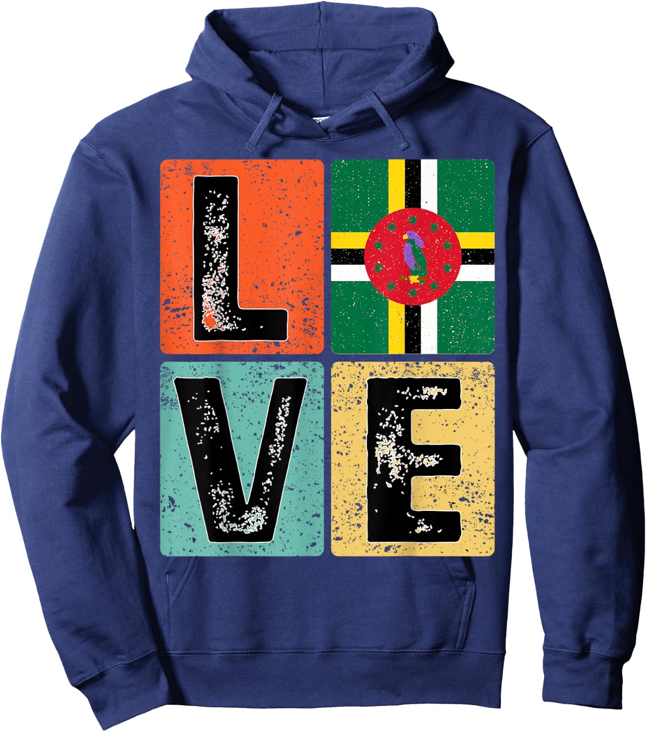 Vintage Retro I Love Dominica Flag for Dominican Pride Gift Hoodie - Hoodie | Navy