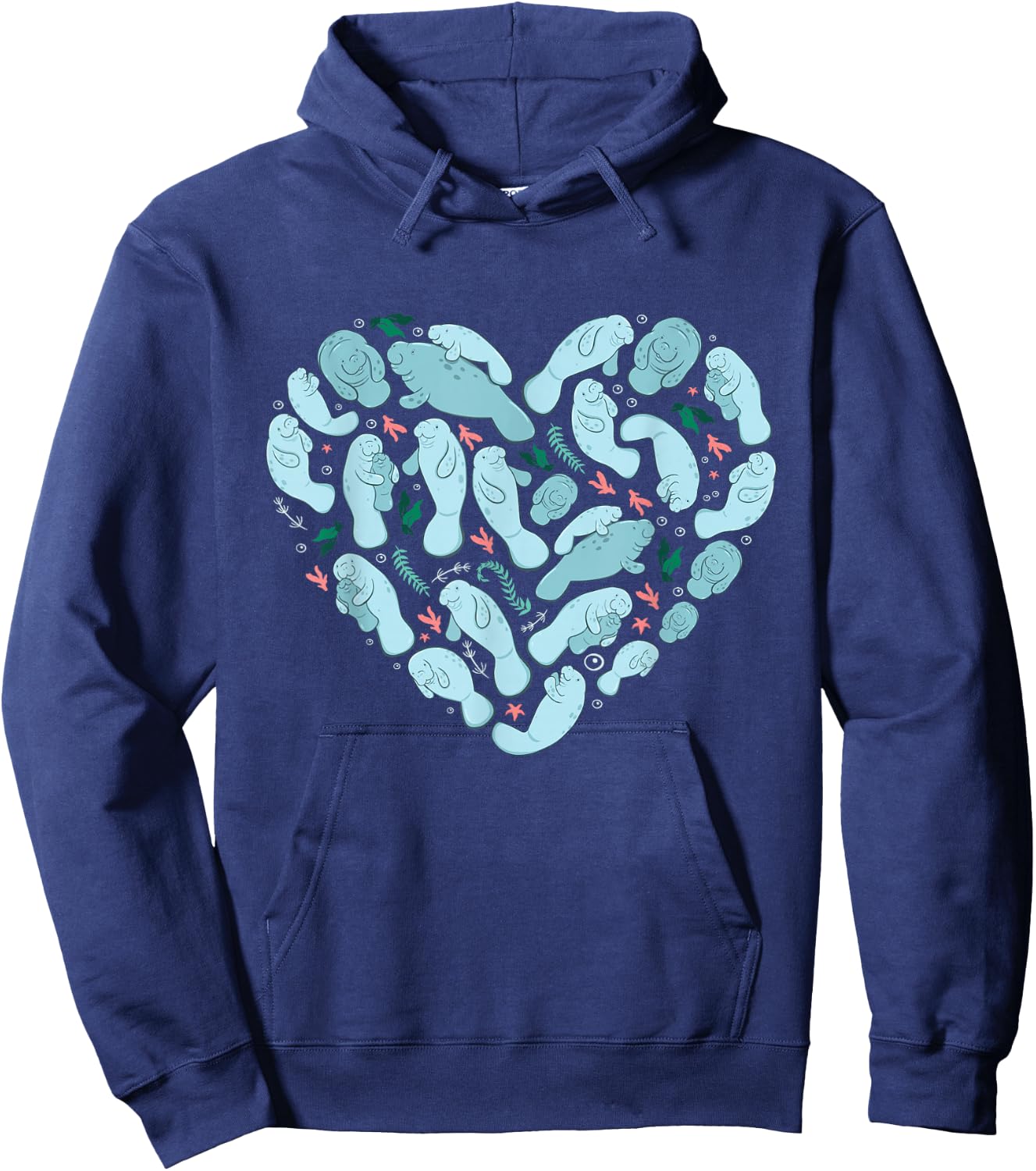 Manatee lover heart sea cow Floaty Potato kids boys women Hoodie - Hoodie | Navy