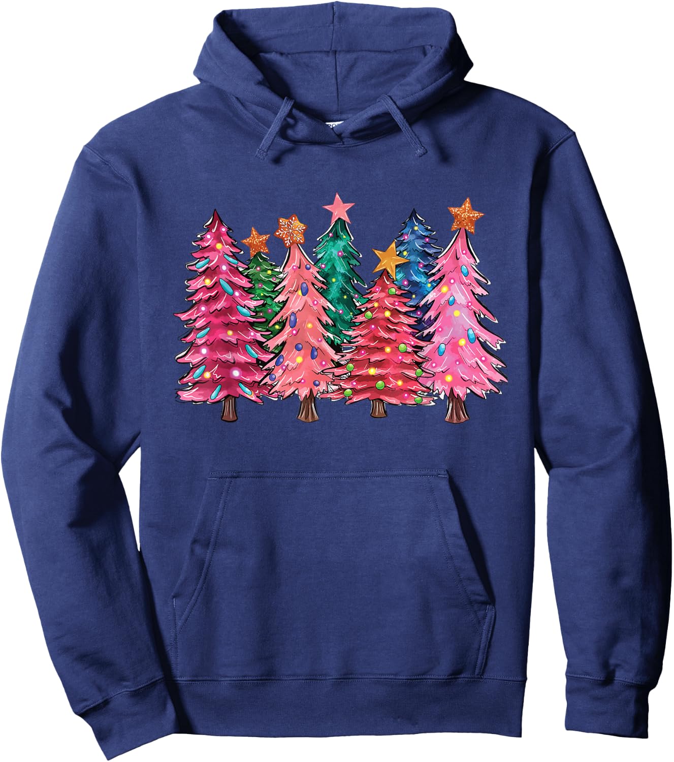 Cute Christmas With Pink Trees Xmas Costume Girls Hoodie - Hoodie | Navy